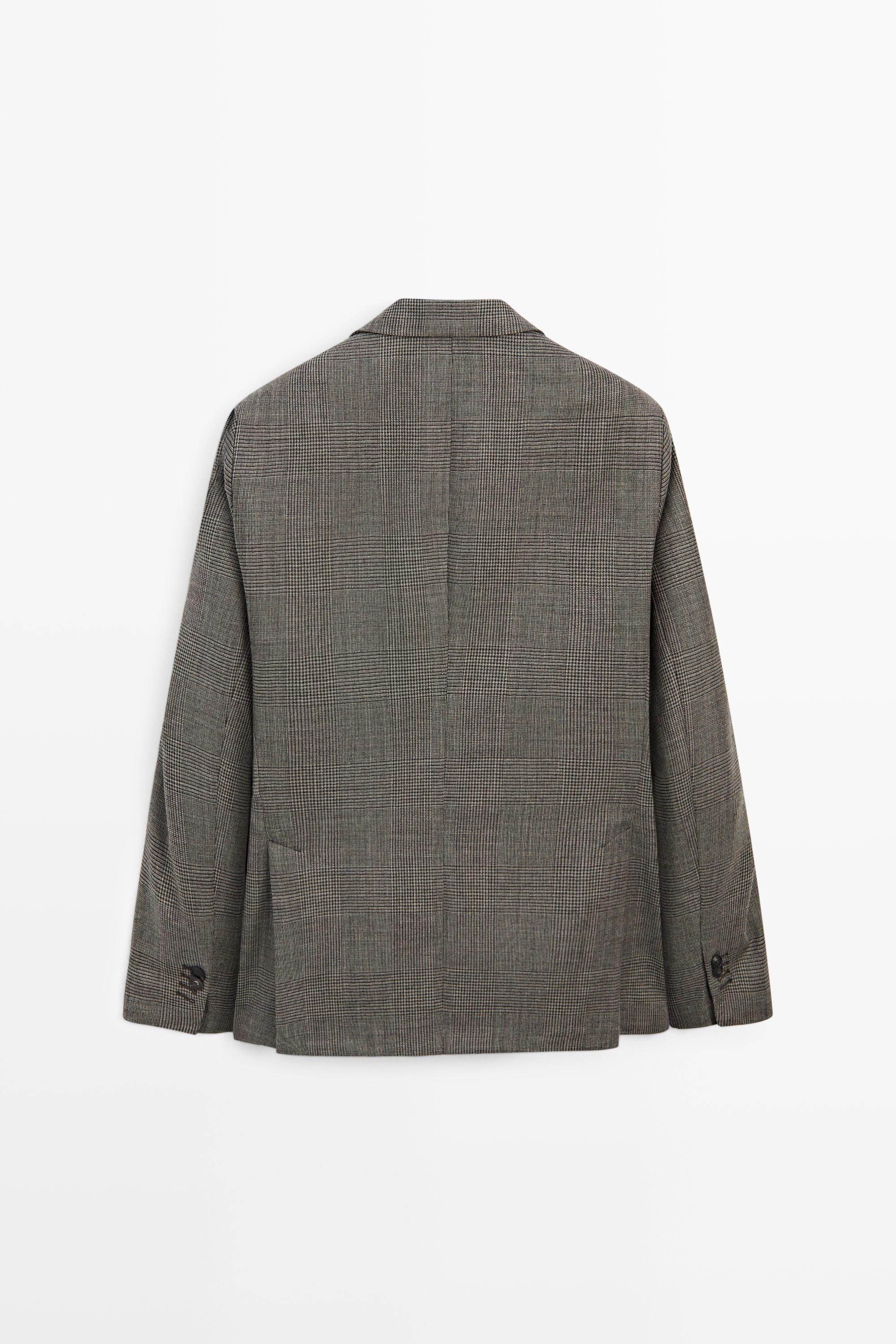 Tailored 100% wool check blazer — MINK
