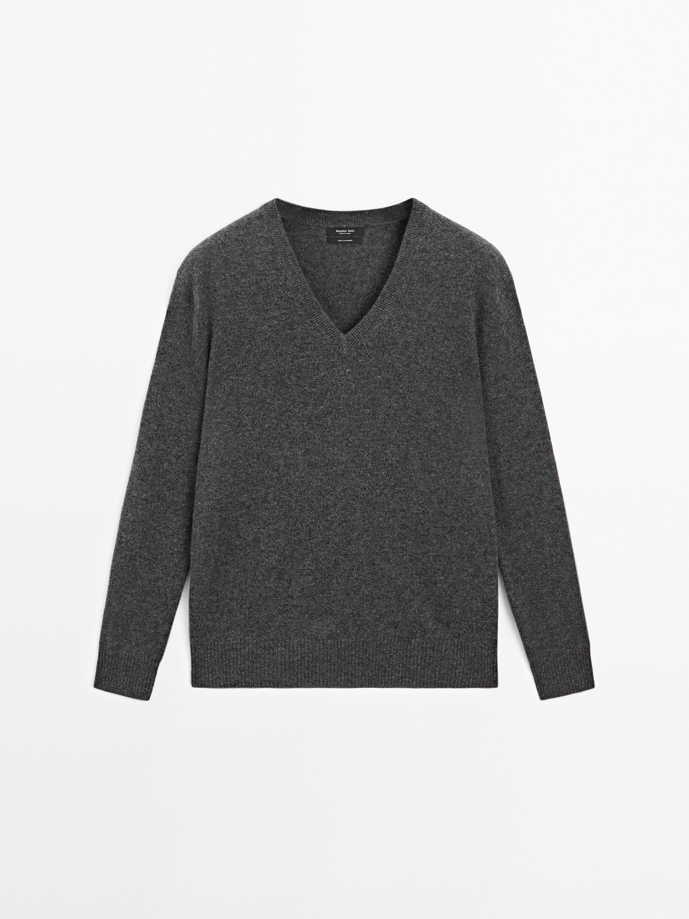 V-neck knitted jumper 100% cashmere
