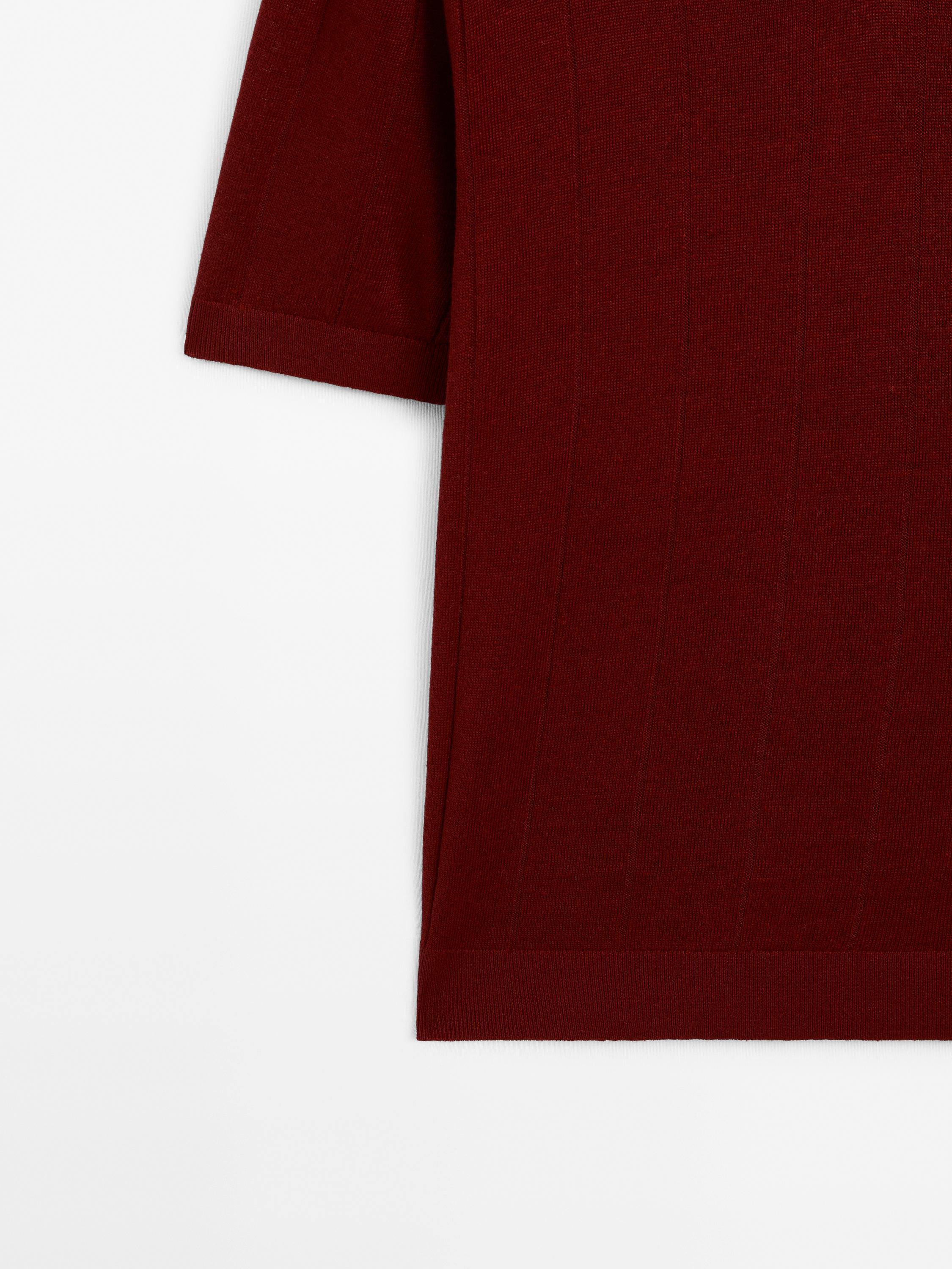 Linen polo collar knit sweater