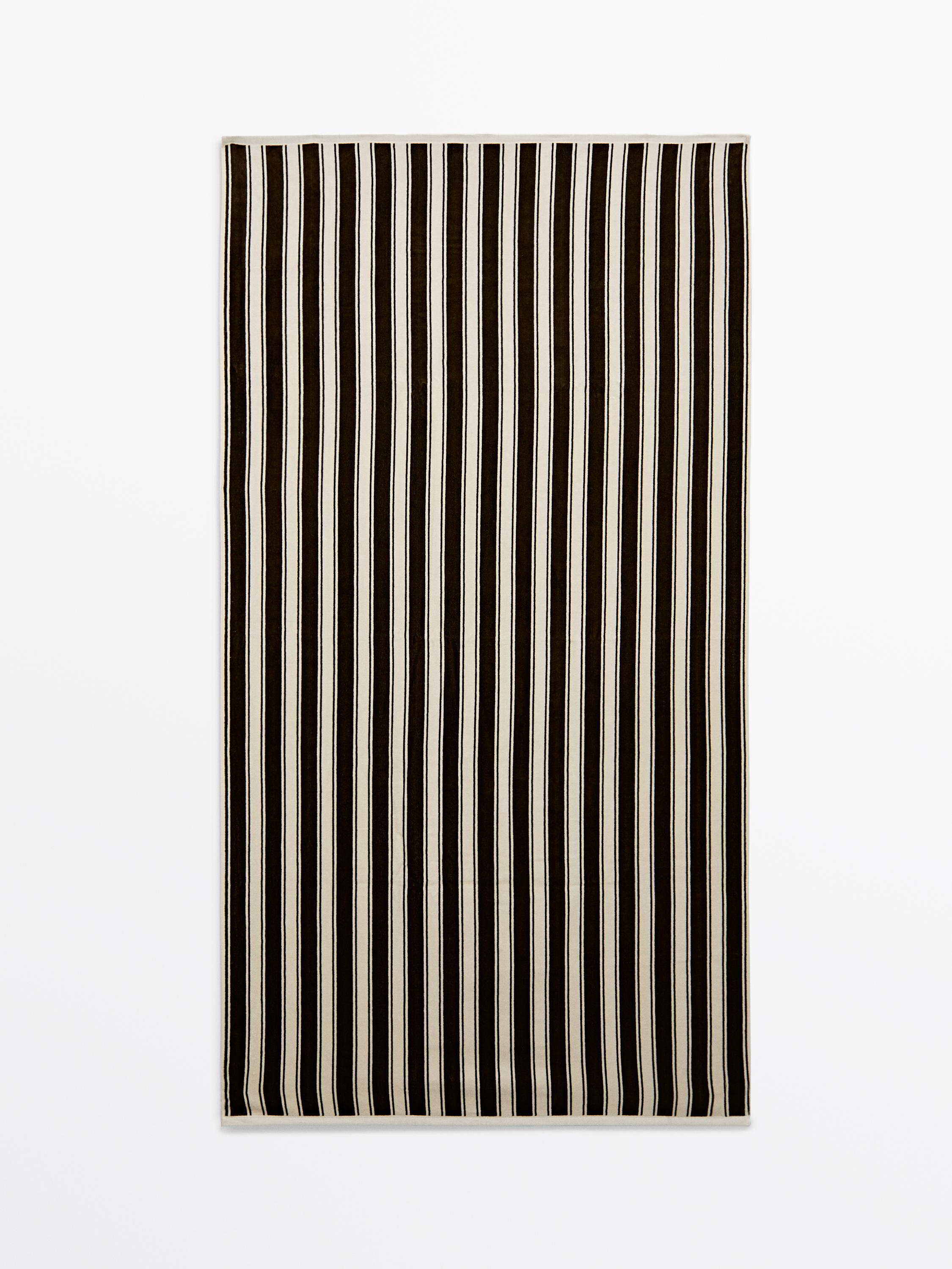Striped cotton towel — KHAKI