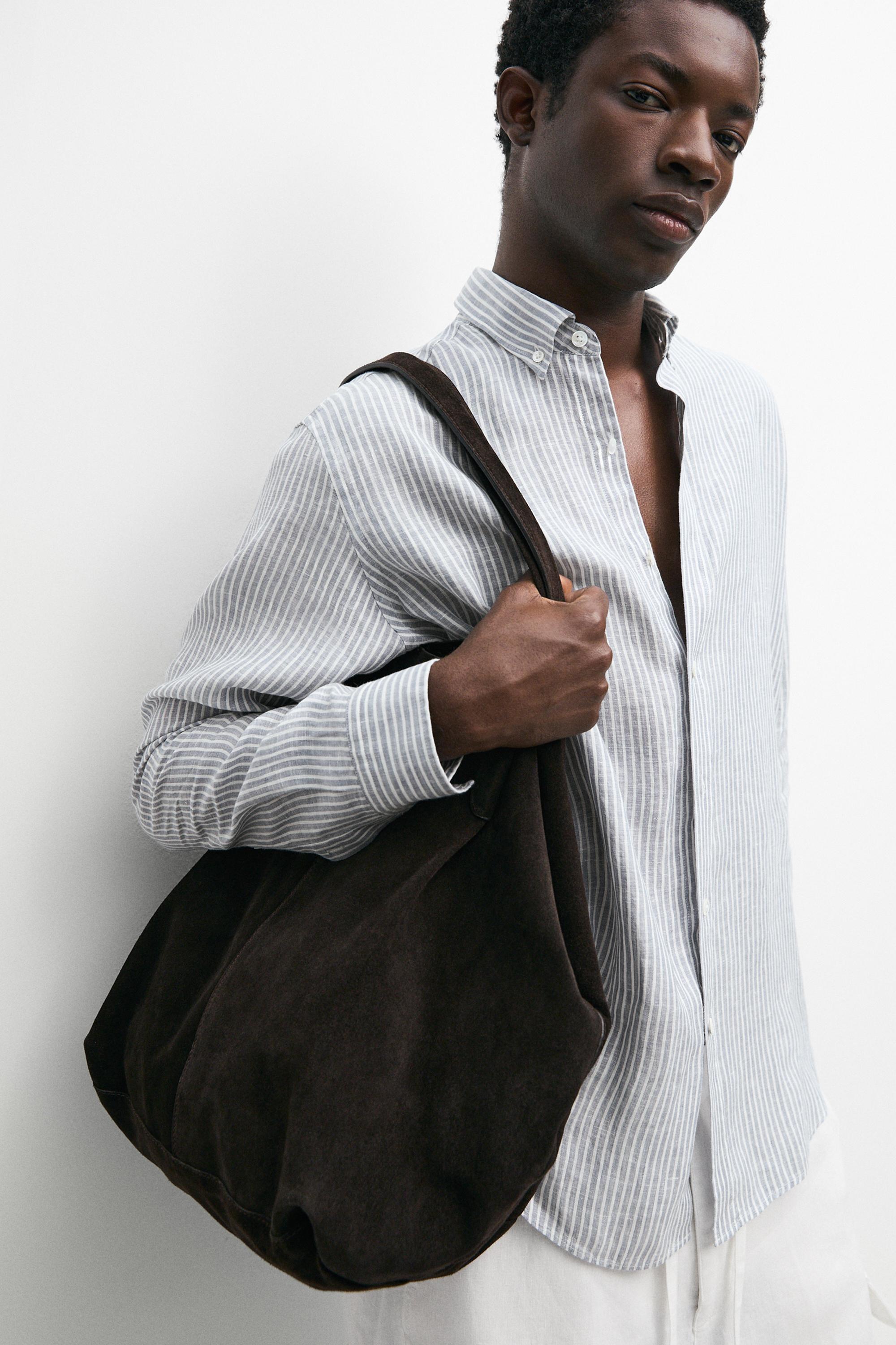 100% linen regular fit striped shirt — SKY BLUE