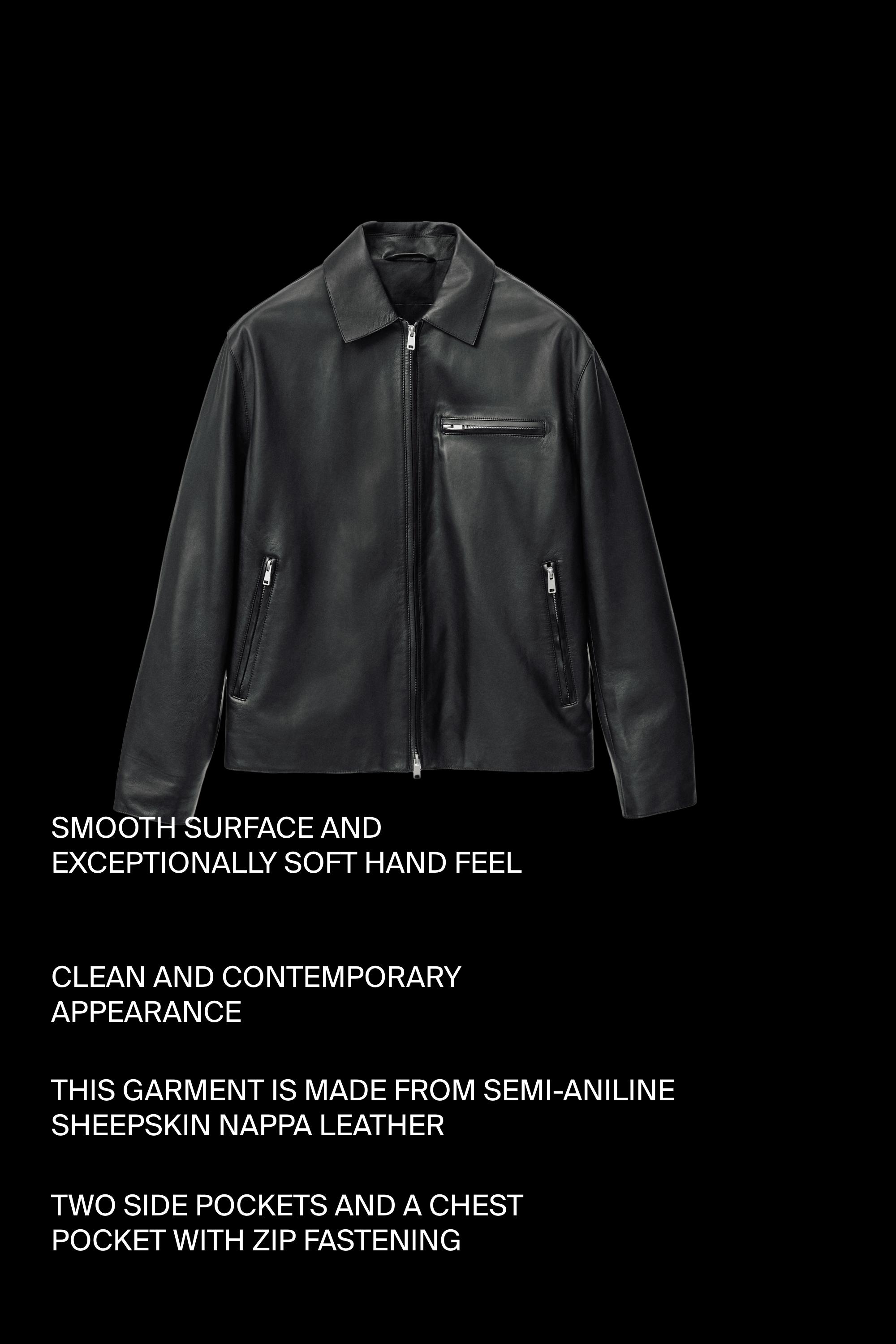 Nappa leather jacket with pocket detail — BLACK