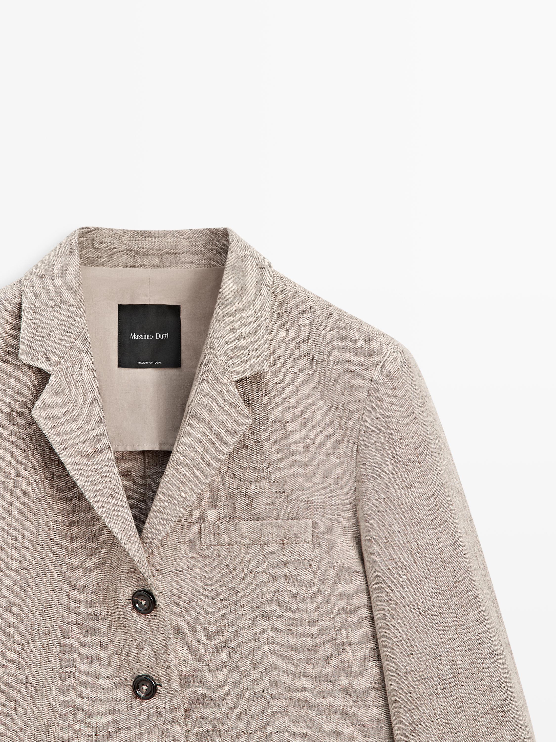 100% linen melange blazer — BEIGE