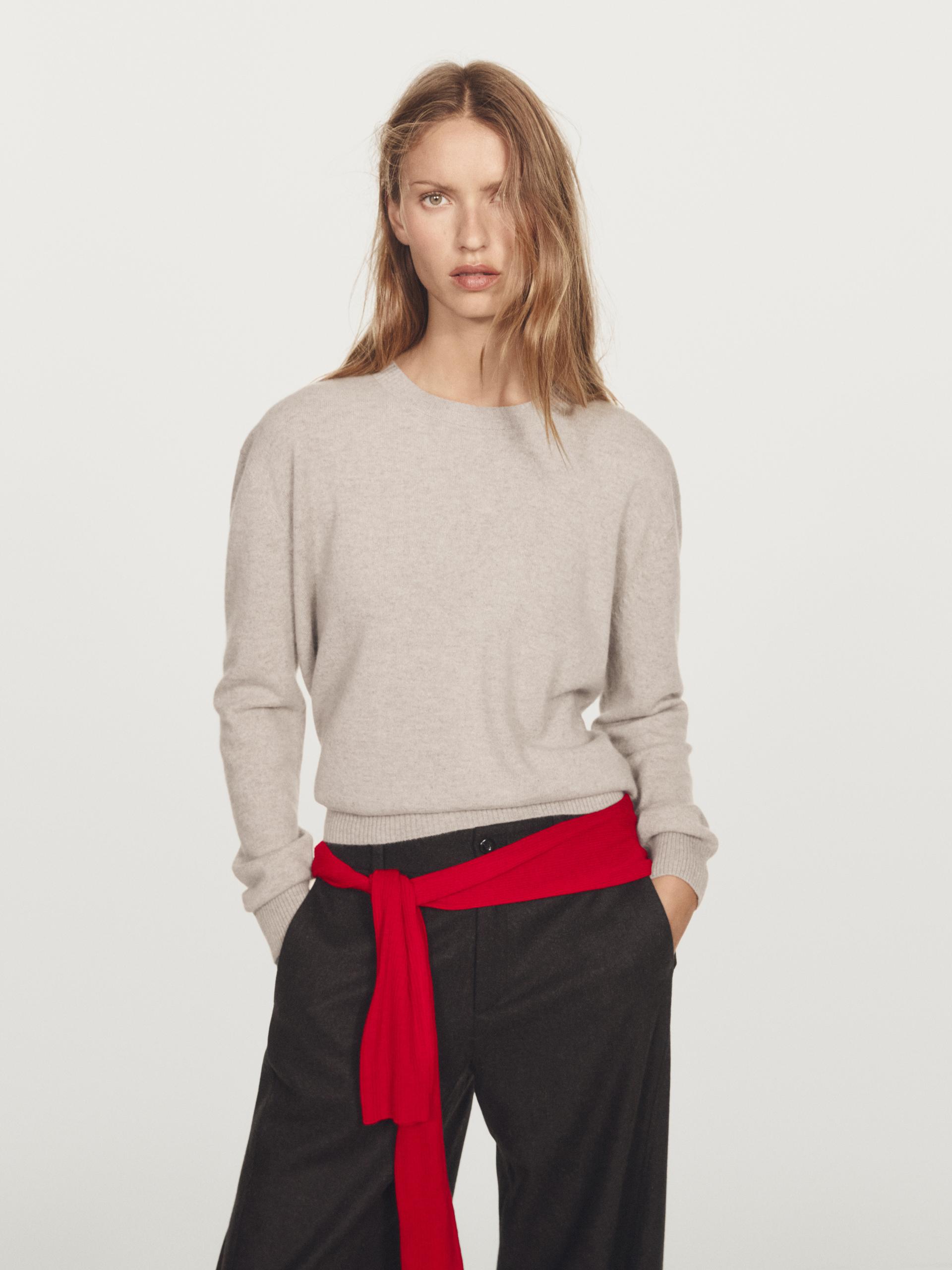 Maglia Con Collo Rotondo In Cashmere - Visone - L - Massimo Dutti - Femminile