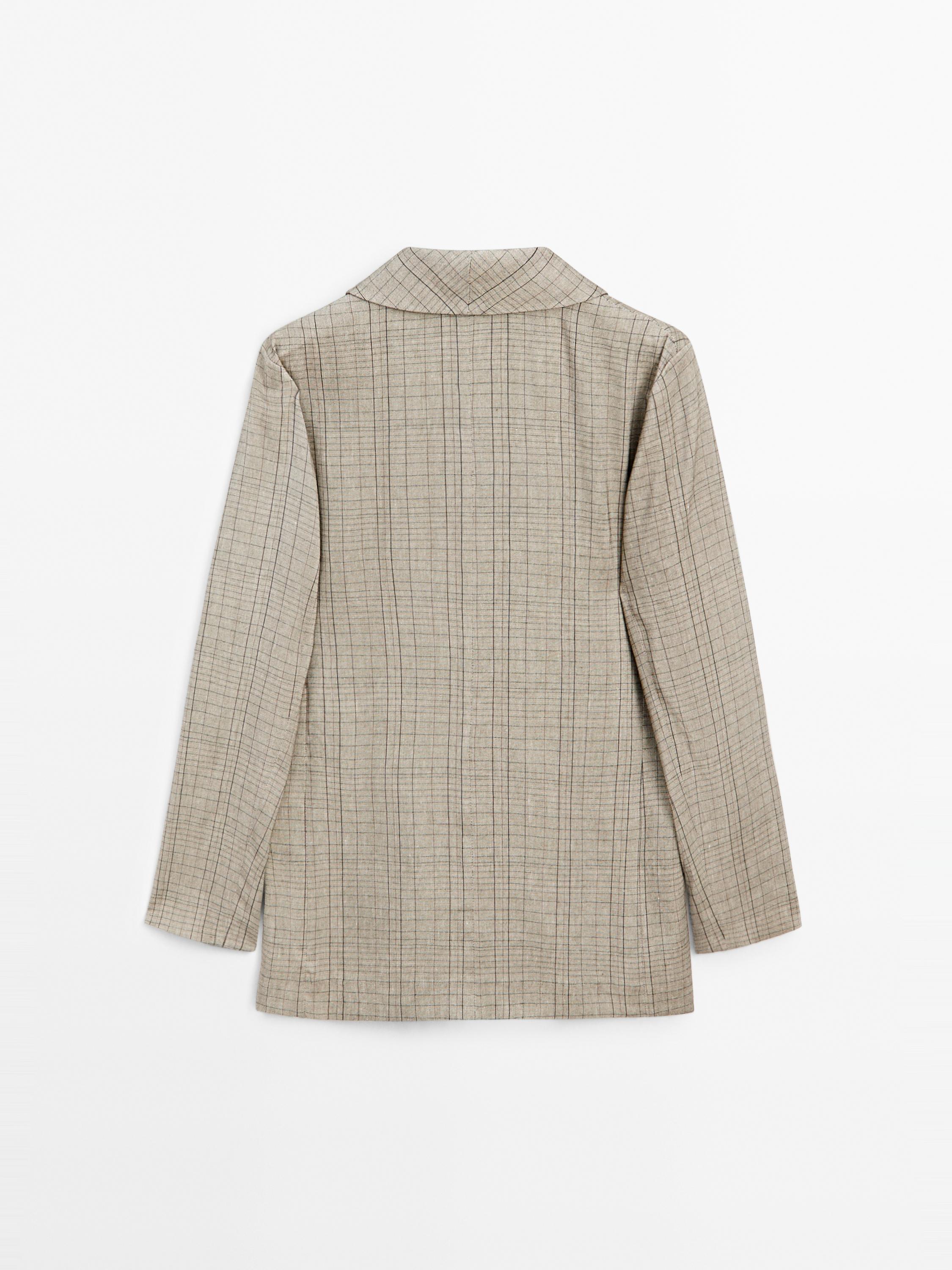 Check print shawl collar blazer