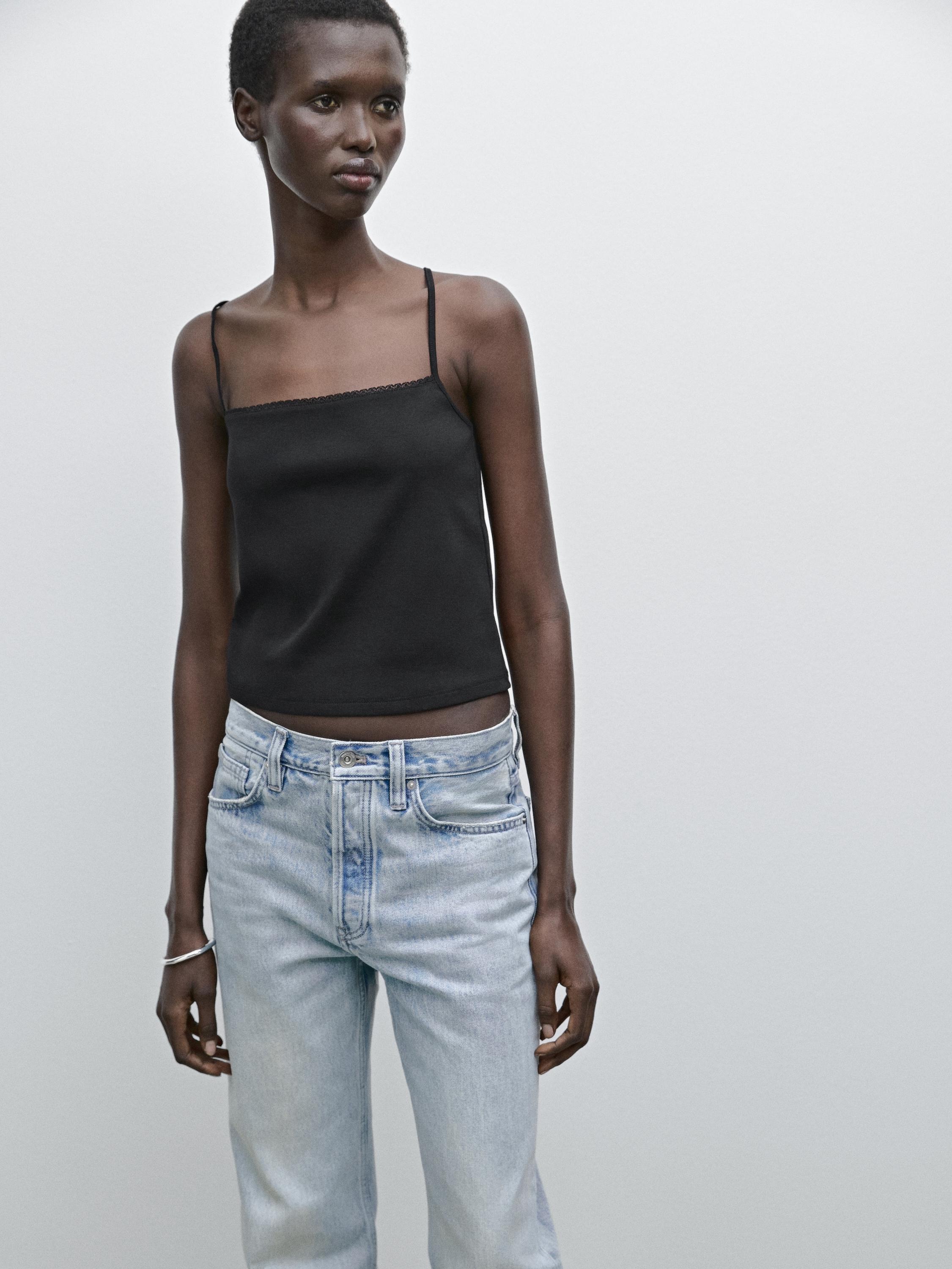 Straight-leg high-waist jeans