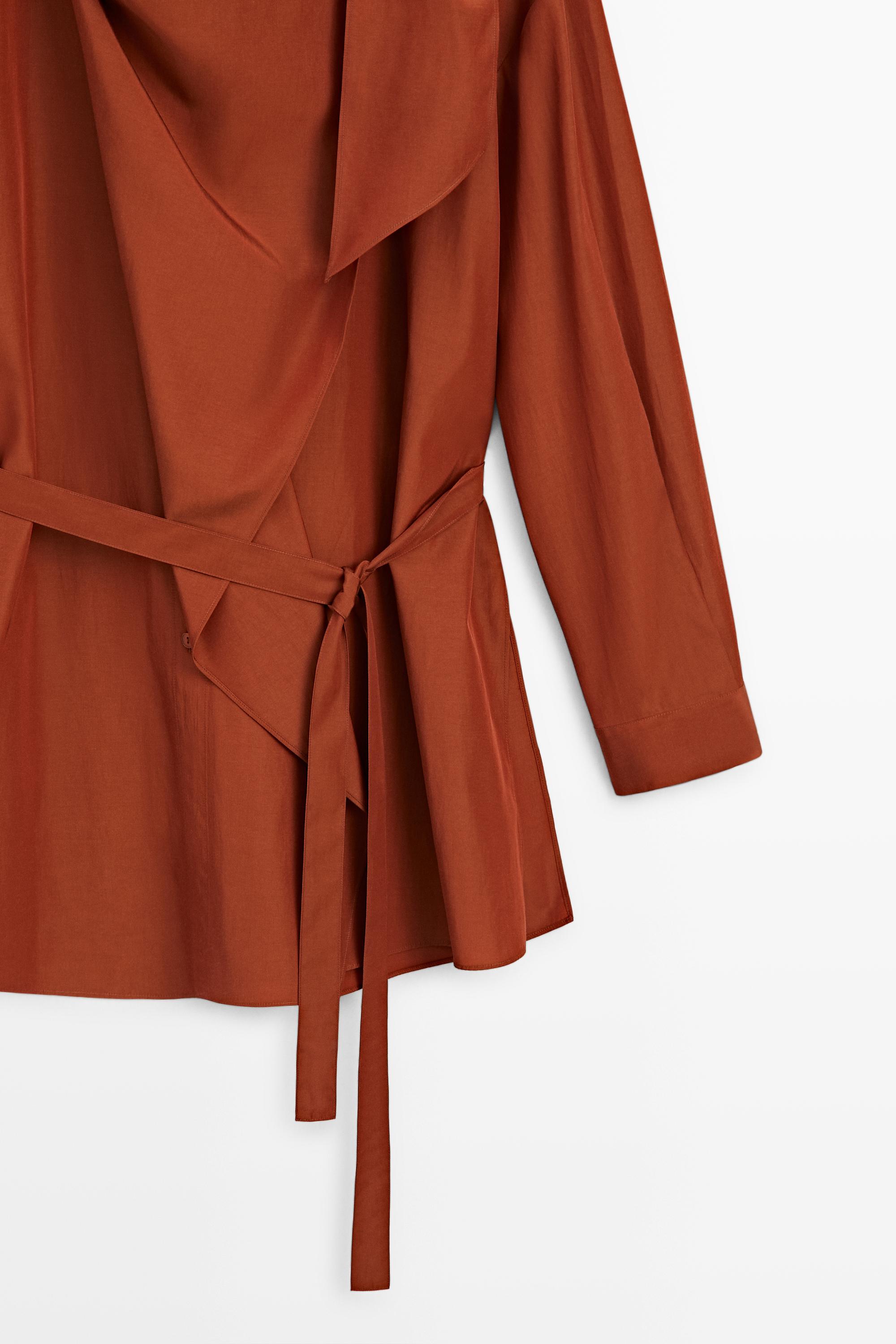 Flowing blouse with tie detail — COPPER
