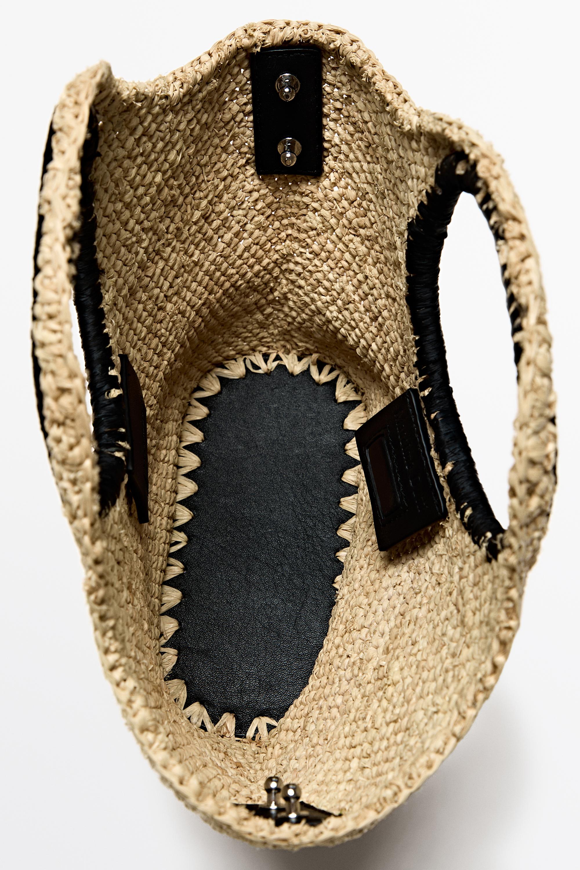 100% Raffia Mini Crescent Bag — BEIGE