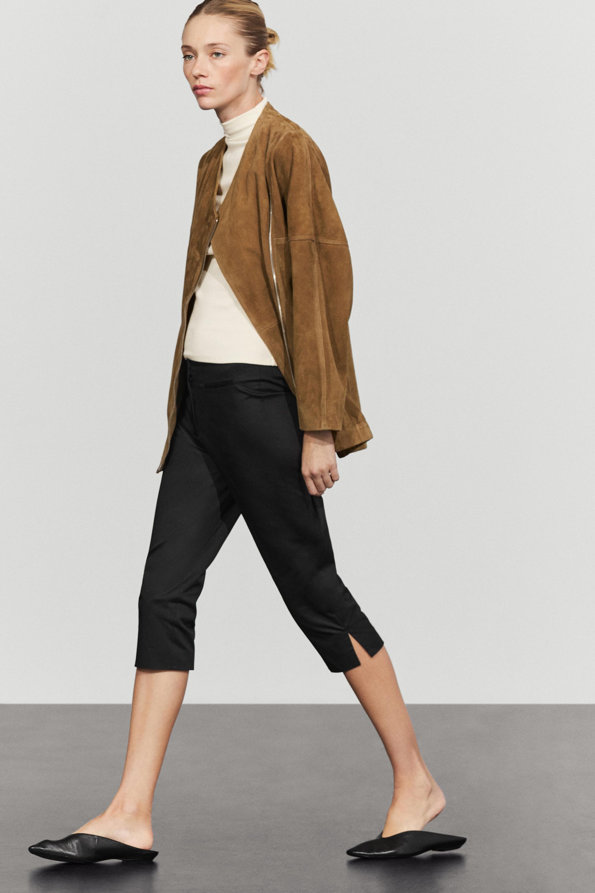 Cotton blend capris — BLACK