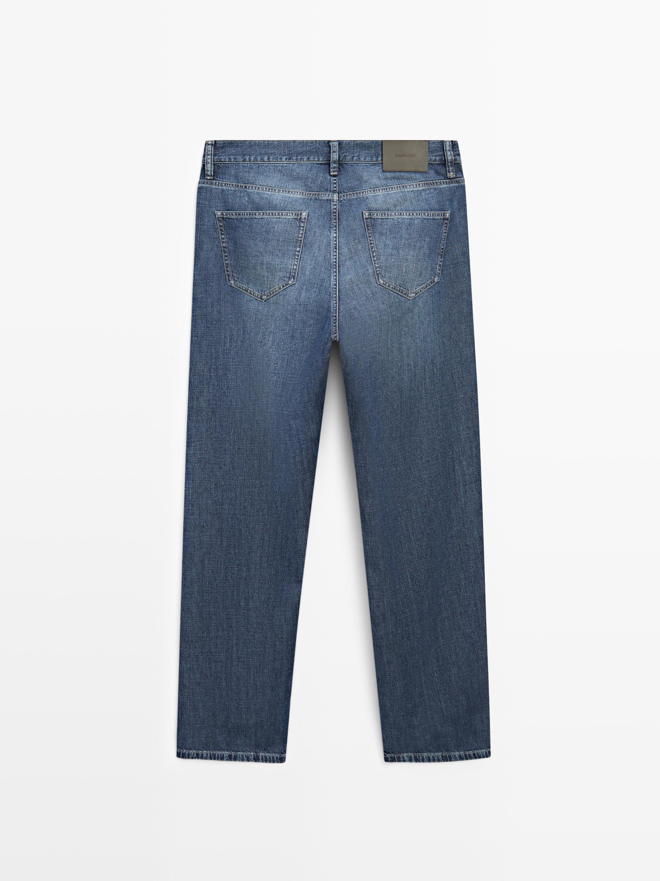 Lightweight straight-leg cotton jeans — INDIGO