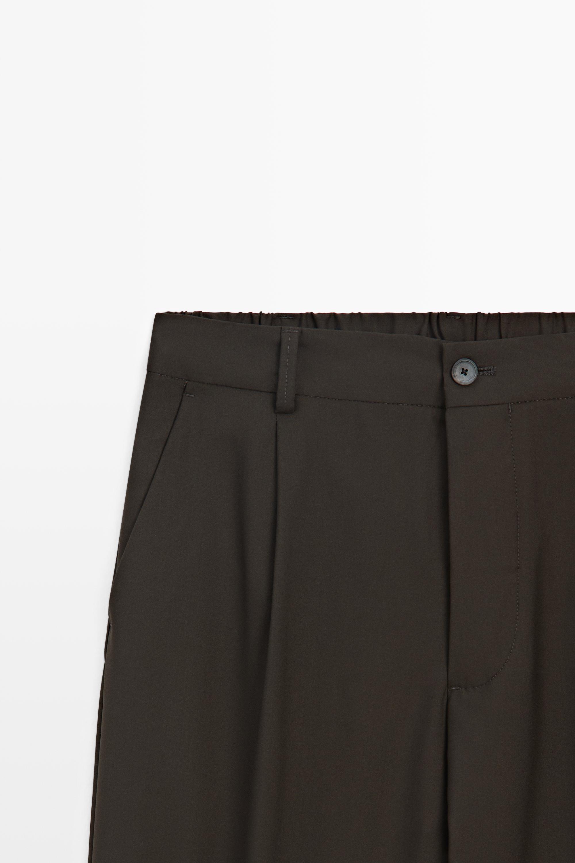 100% wool relaxed fit pants — BROWN