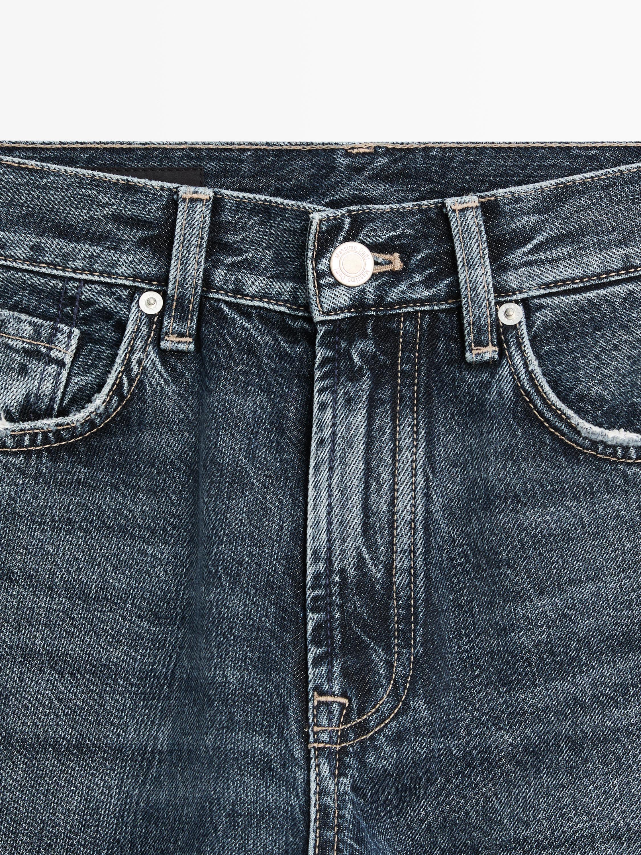 Straight-leg high-waist jeans — MEDIUM BLUE
