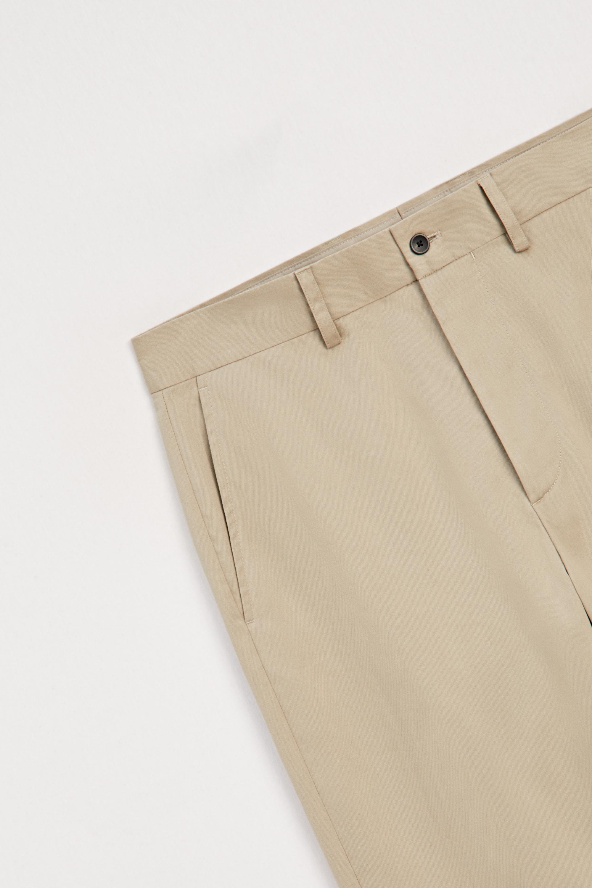 100% cotton wide-leg pants — KHAKI