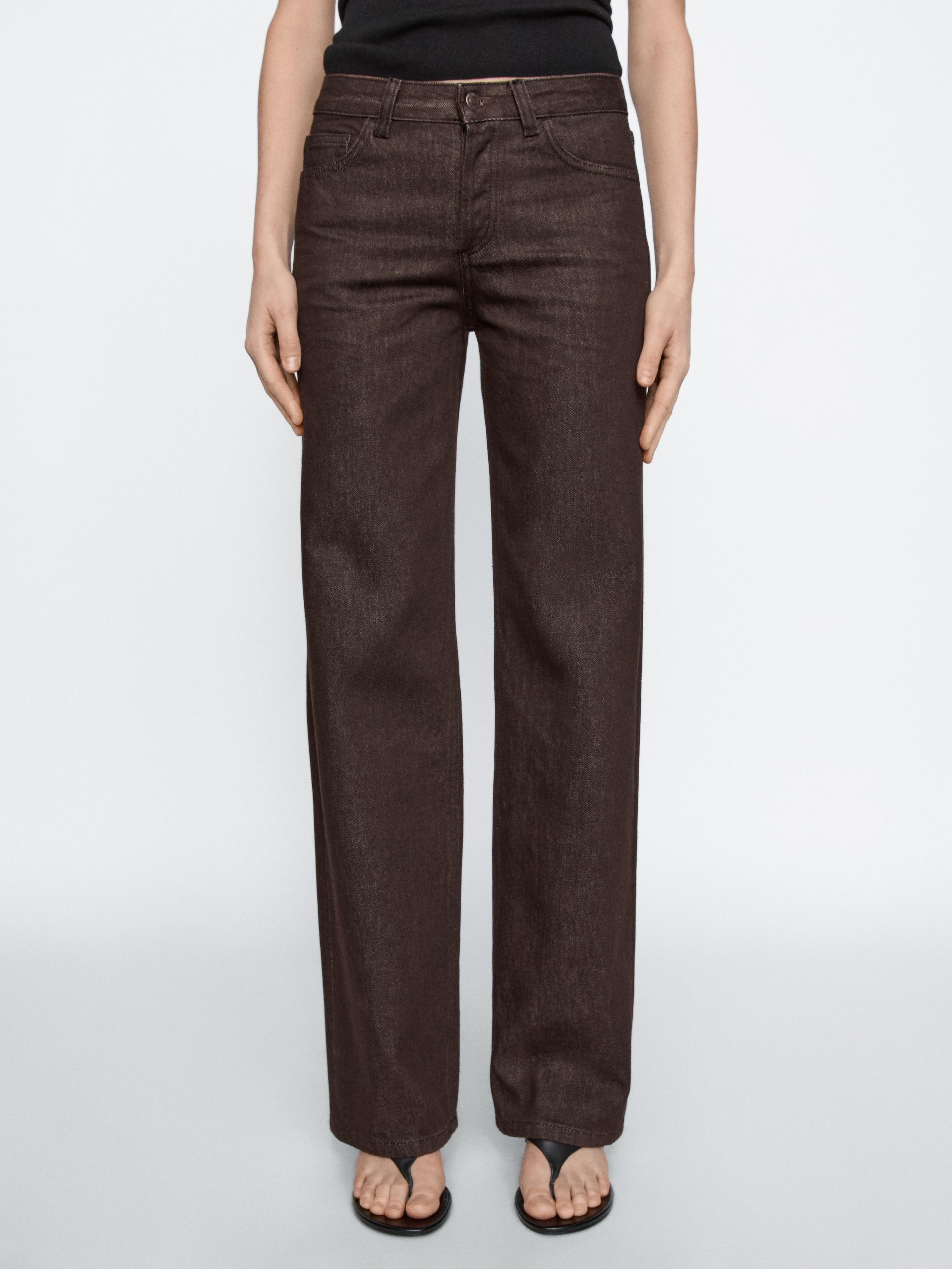 Wide-Leg-Jeans mit halbhohem Bund