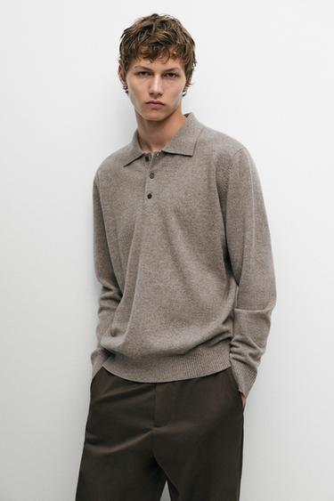 Wool blend polo sweater — MINK 3