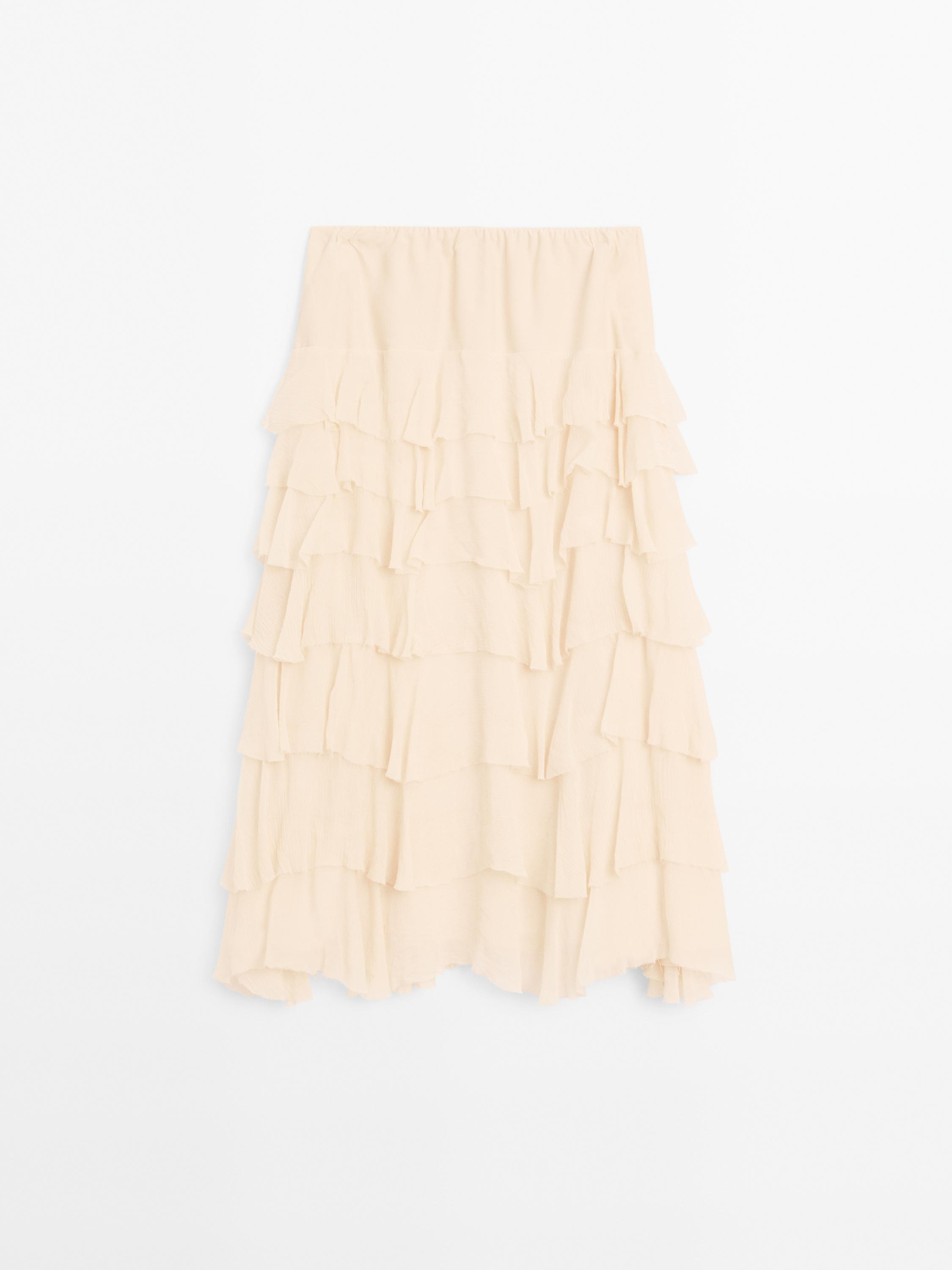 Falda midi volantes