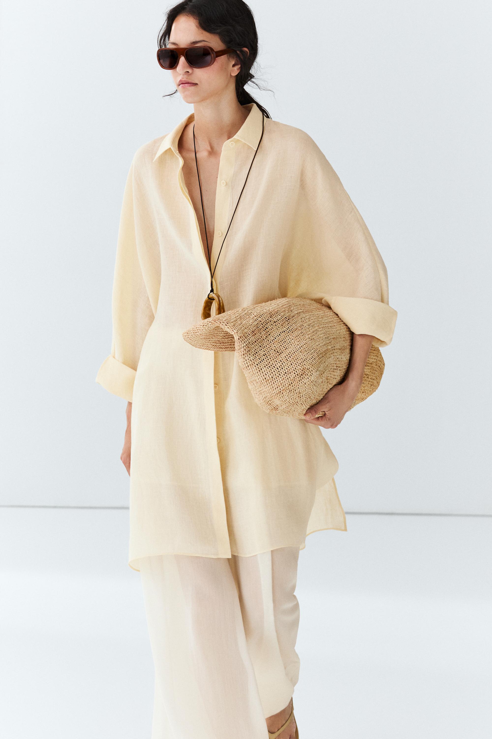 100% linen short shirt dress