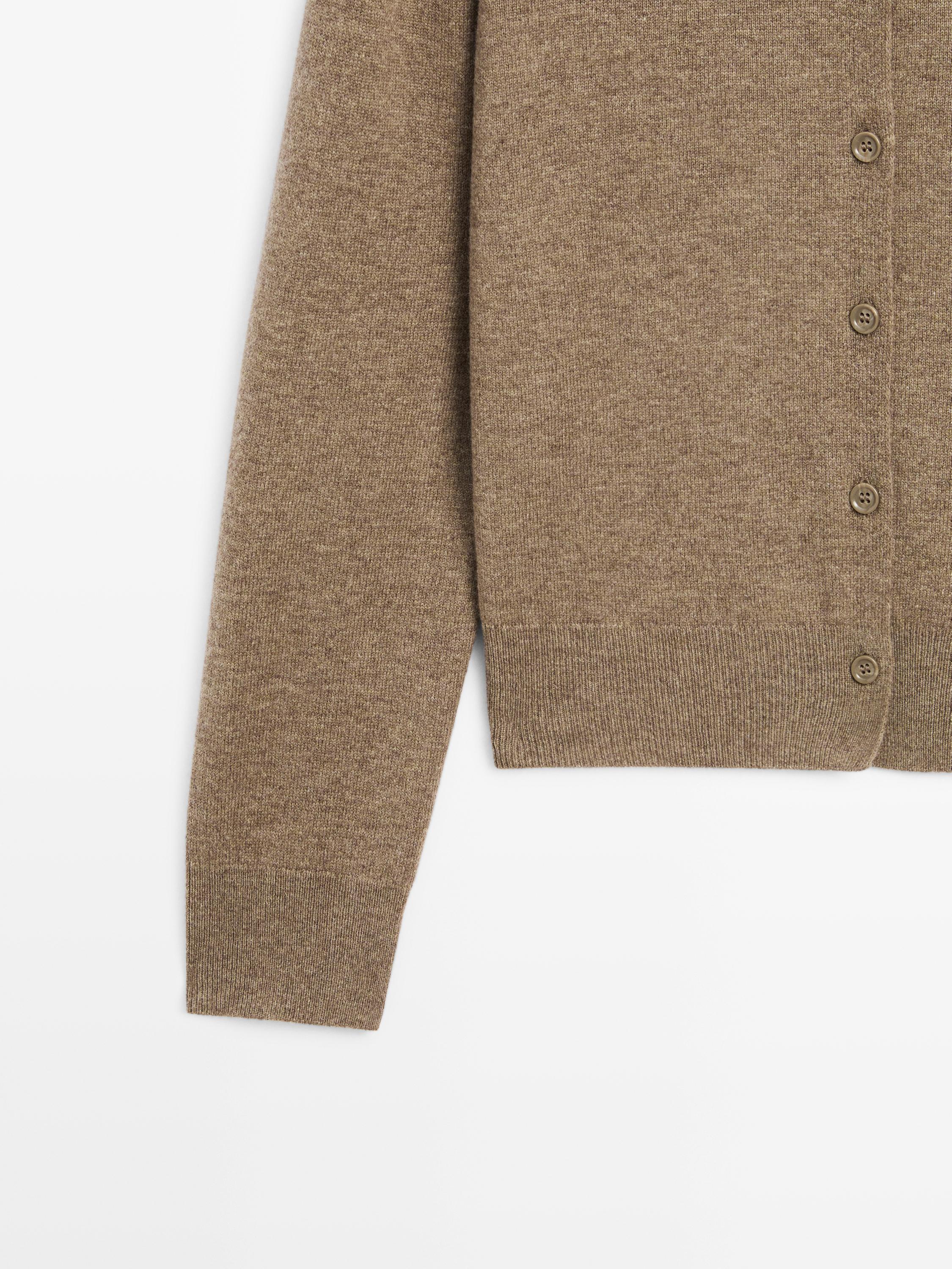 Cardigan à col montant 100 % laine
