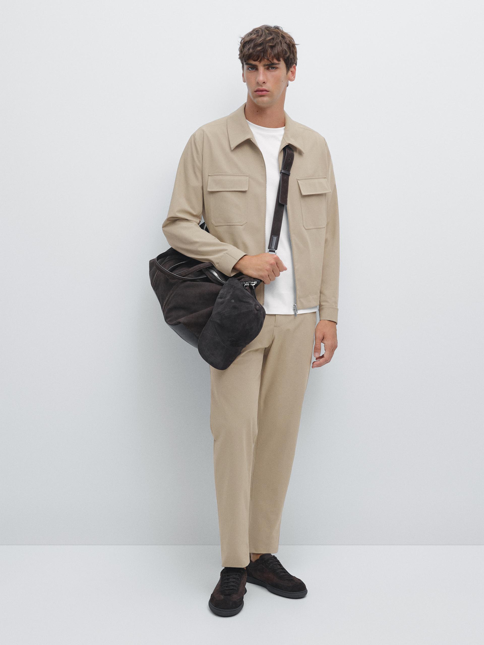 Pantaloni Regular Fit Tecnici - Marrone Topo - M - Massimo Dutti - Maschile