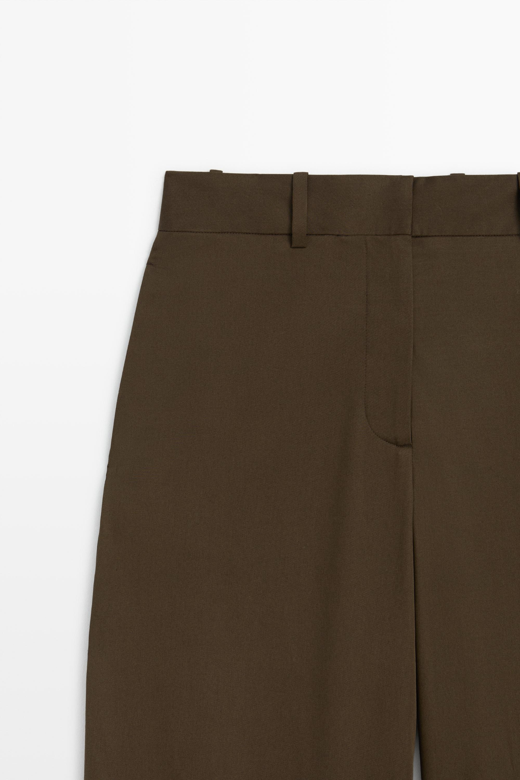 Pants with button-tab hem detail — MOLE BROWN