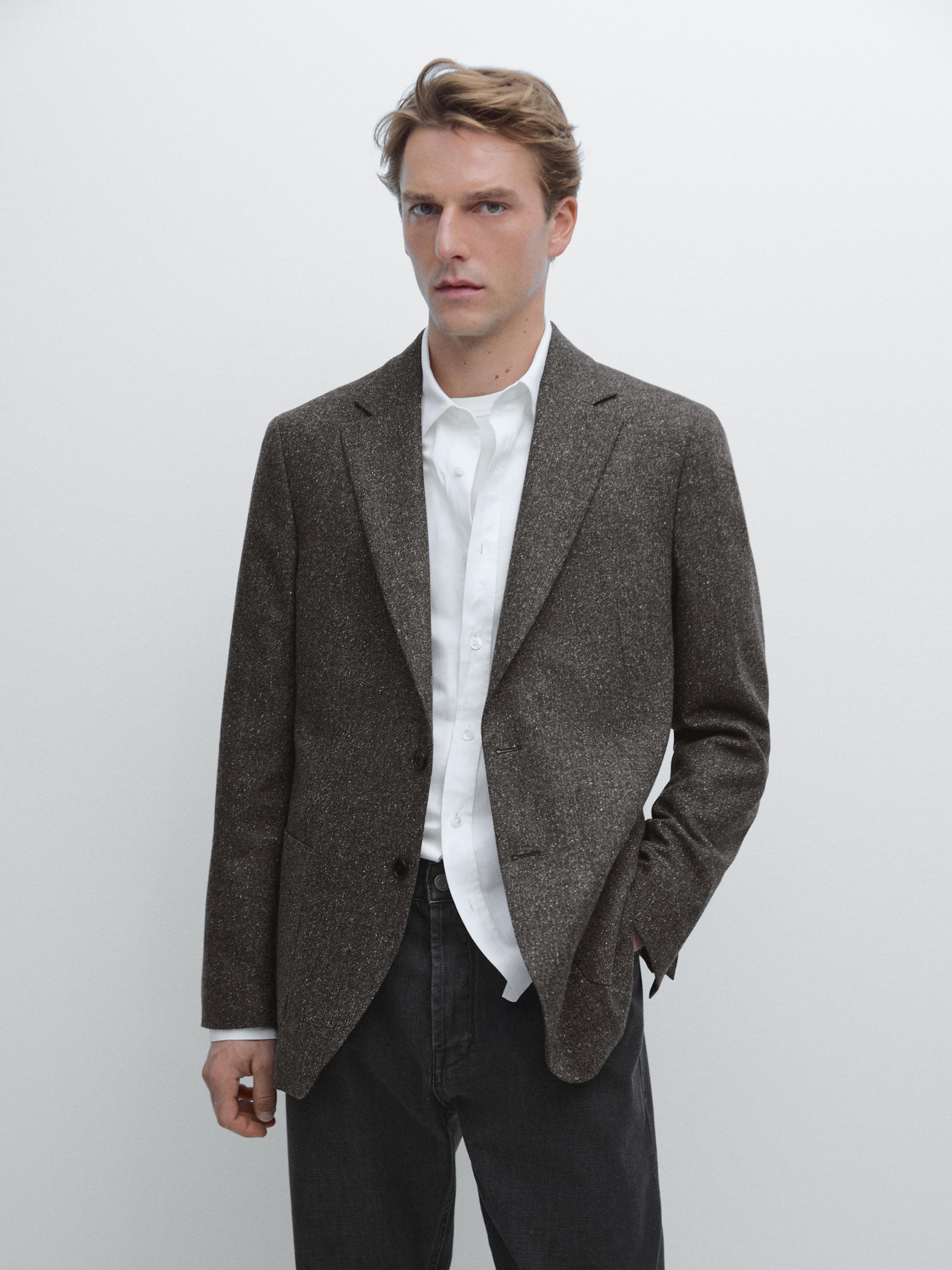 Blazer bottonato en laine mélangée
