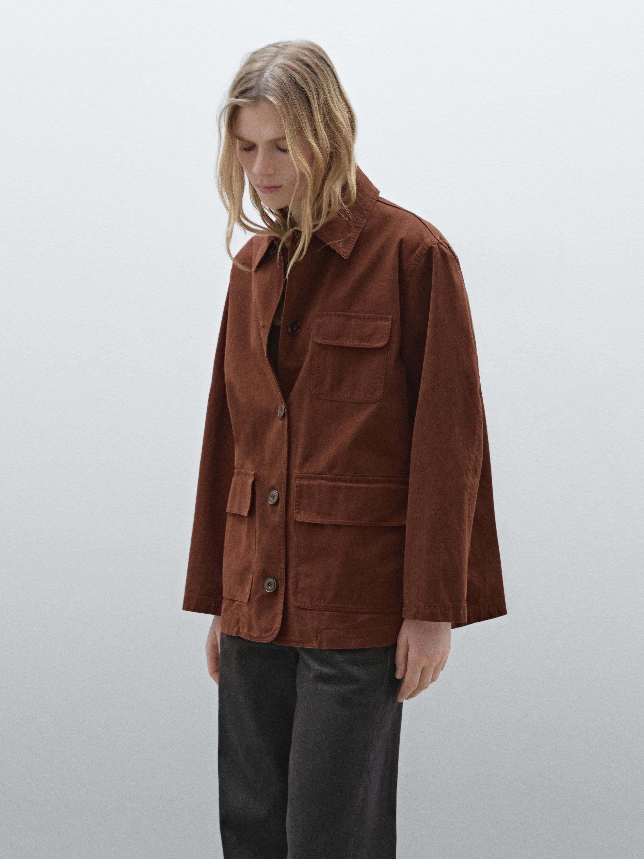 Russet cotton jacket with pocket details