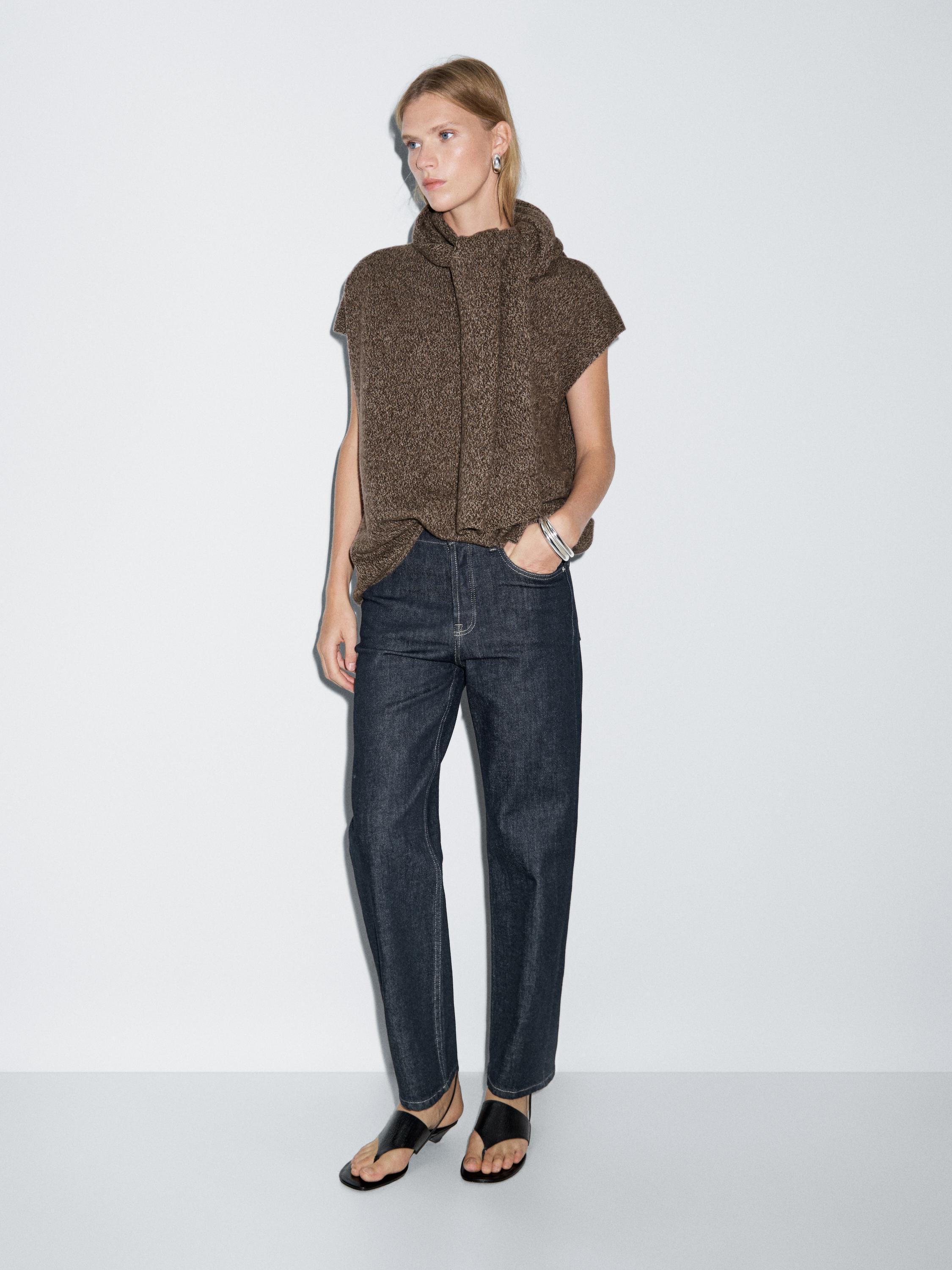 High-waist straight-leg cropped comfort jeans