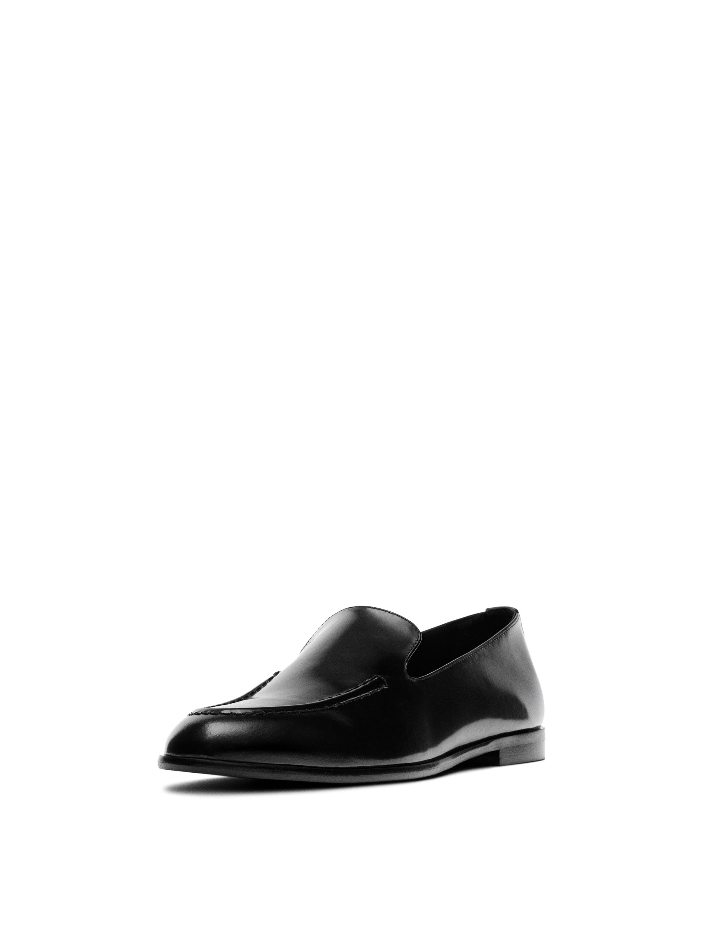 Formal leather loafers — BLACK
