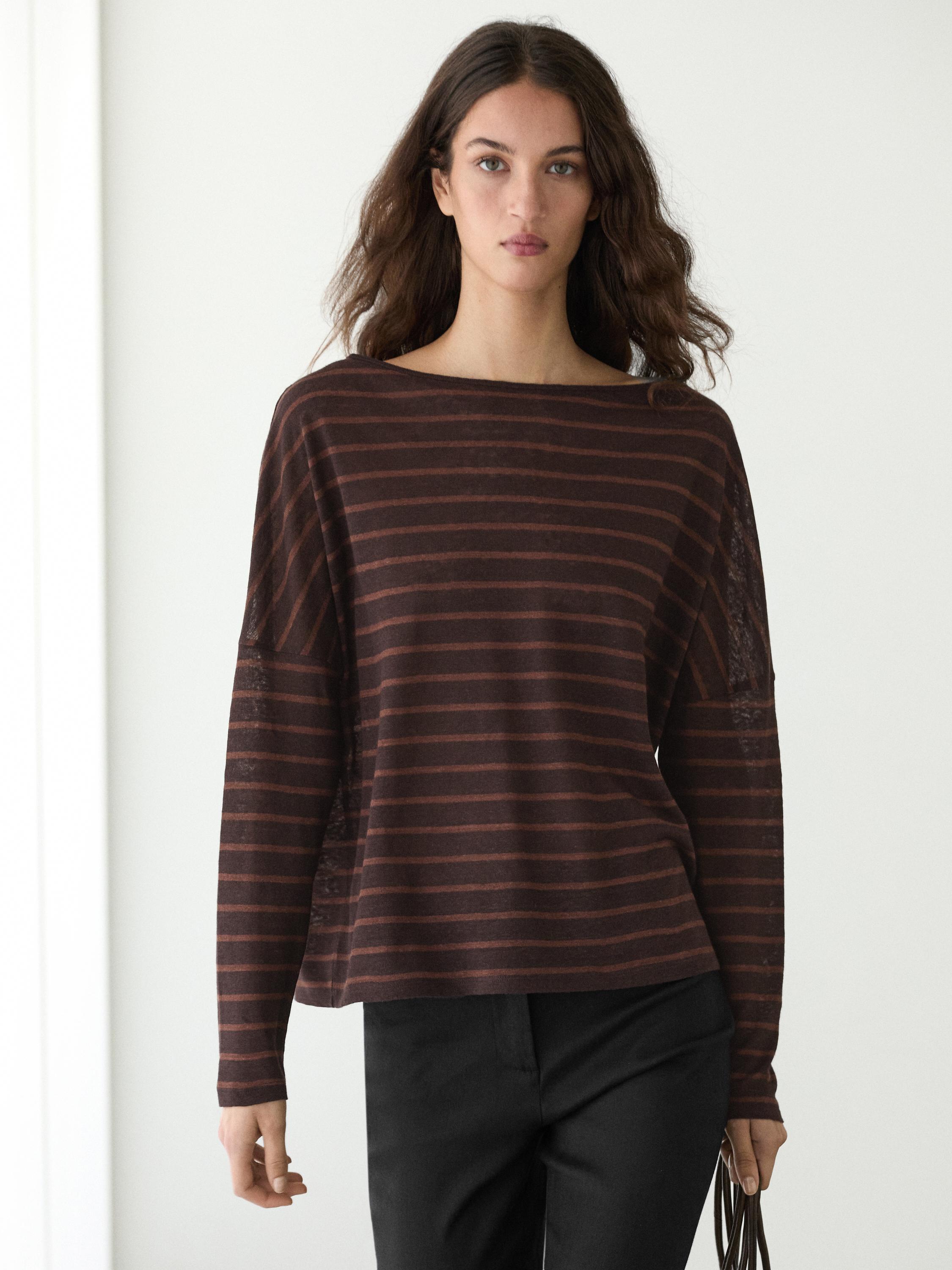 Striped linen knit T-shirt