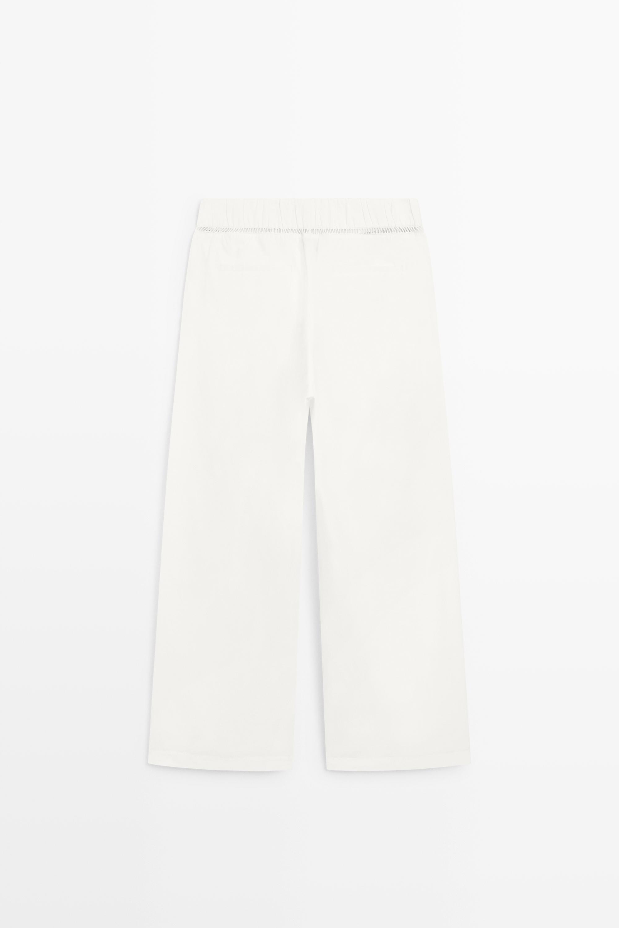 100% cotton elasticated pants - STUDIO — Off white