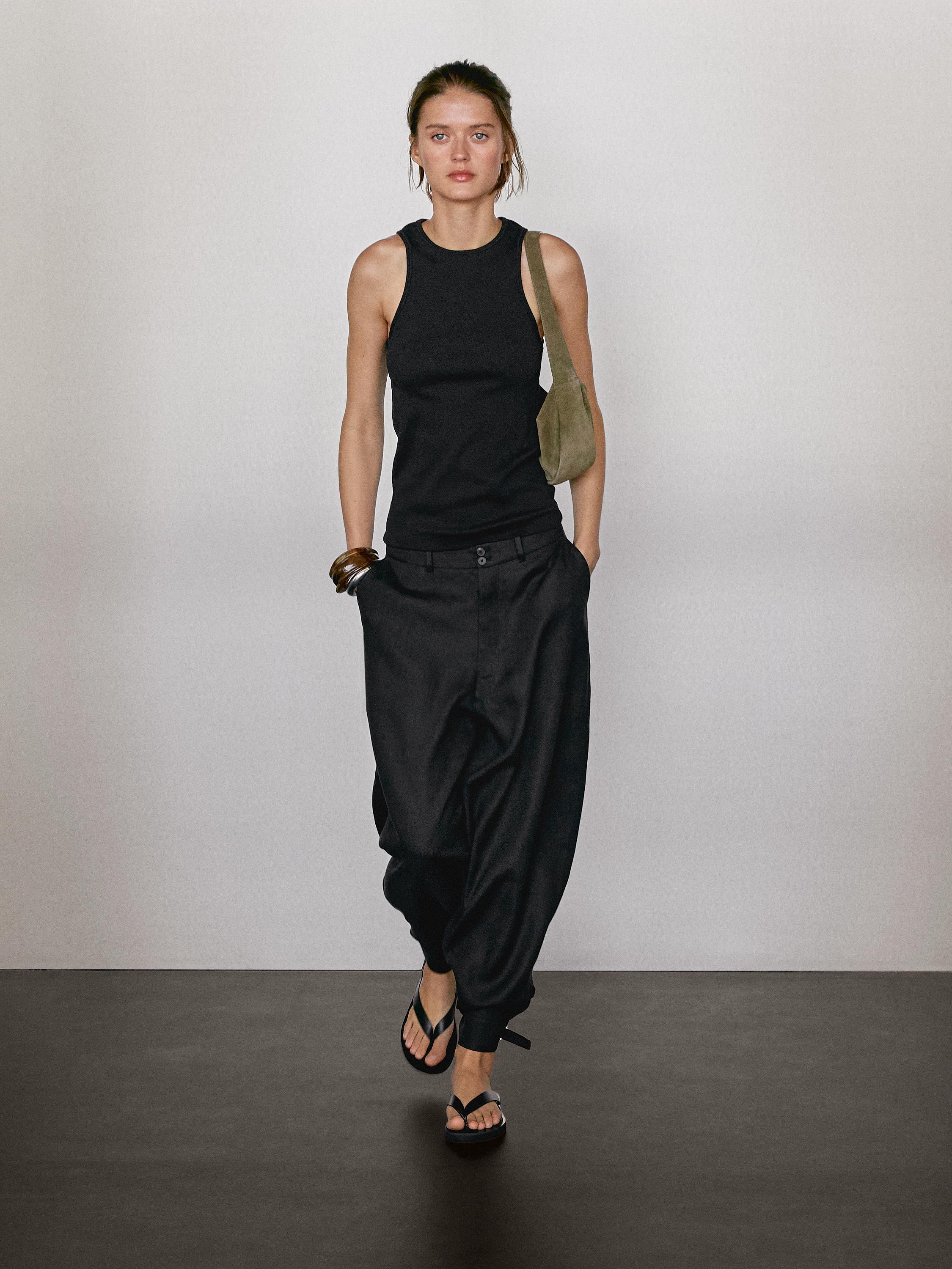 Sarouel trousers with buckled hems