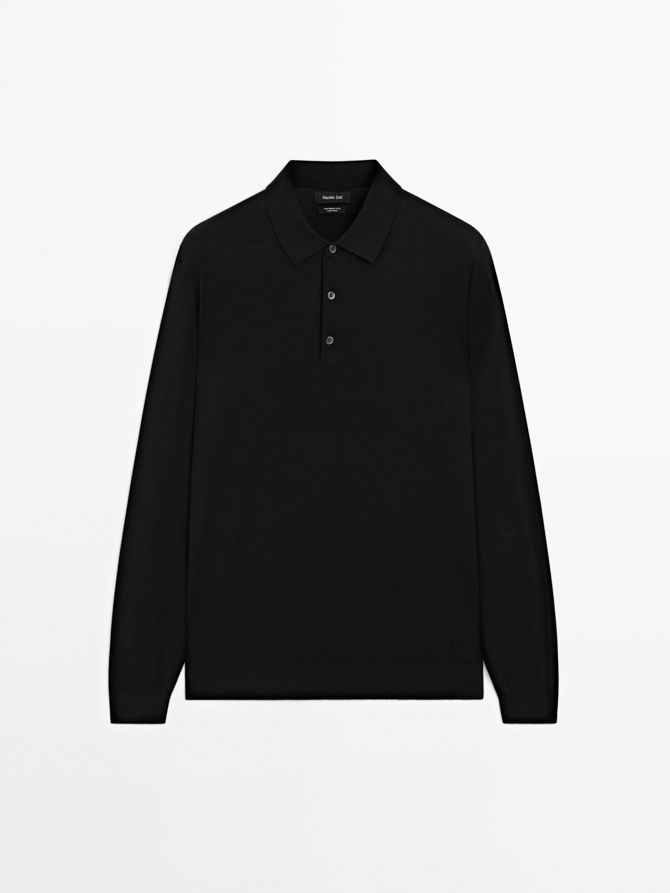 100% merino wool knit polo jumper