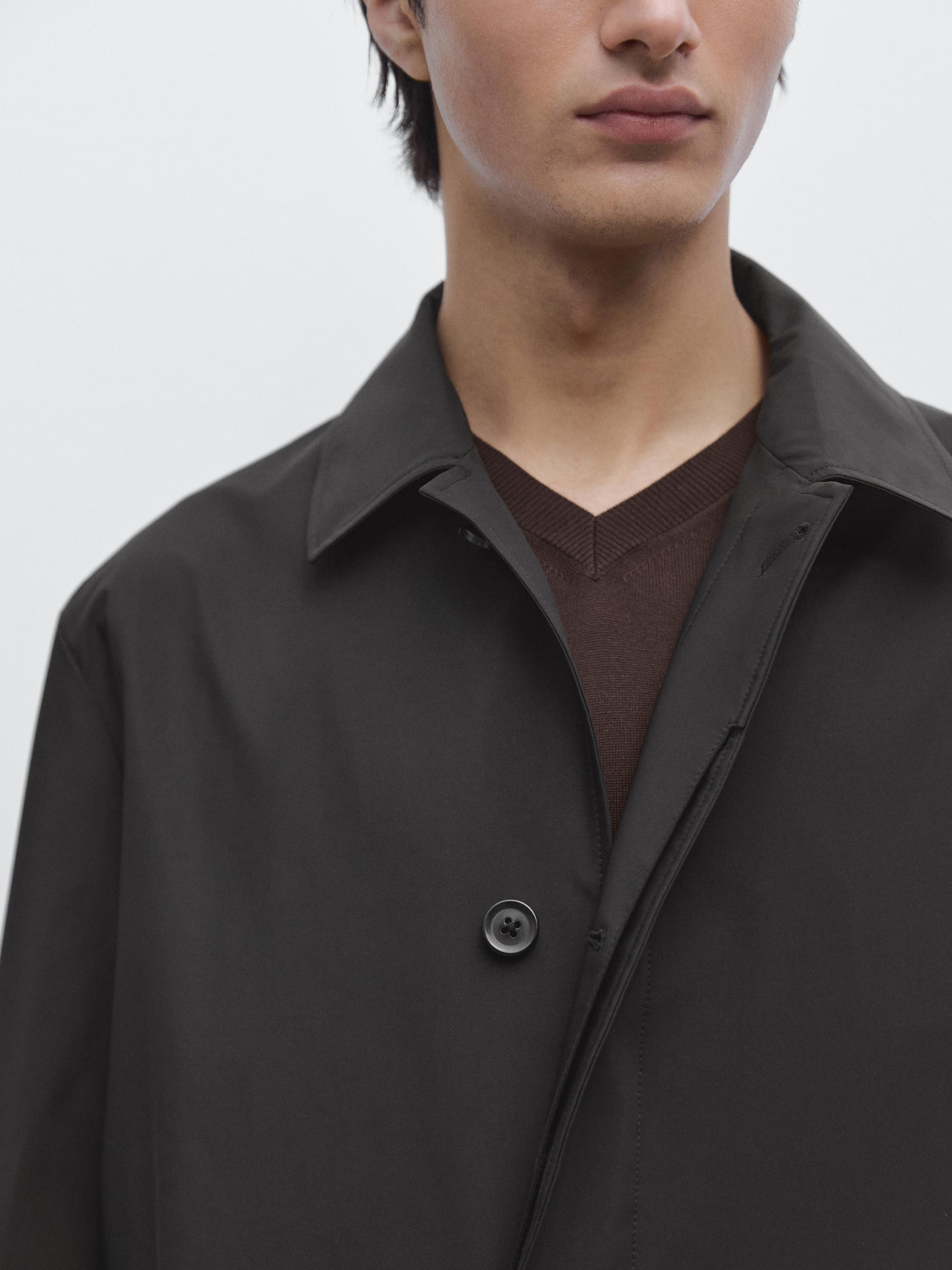 Lightweight technical fabric parka — BLACK