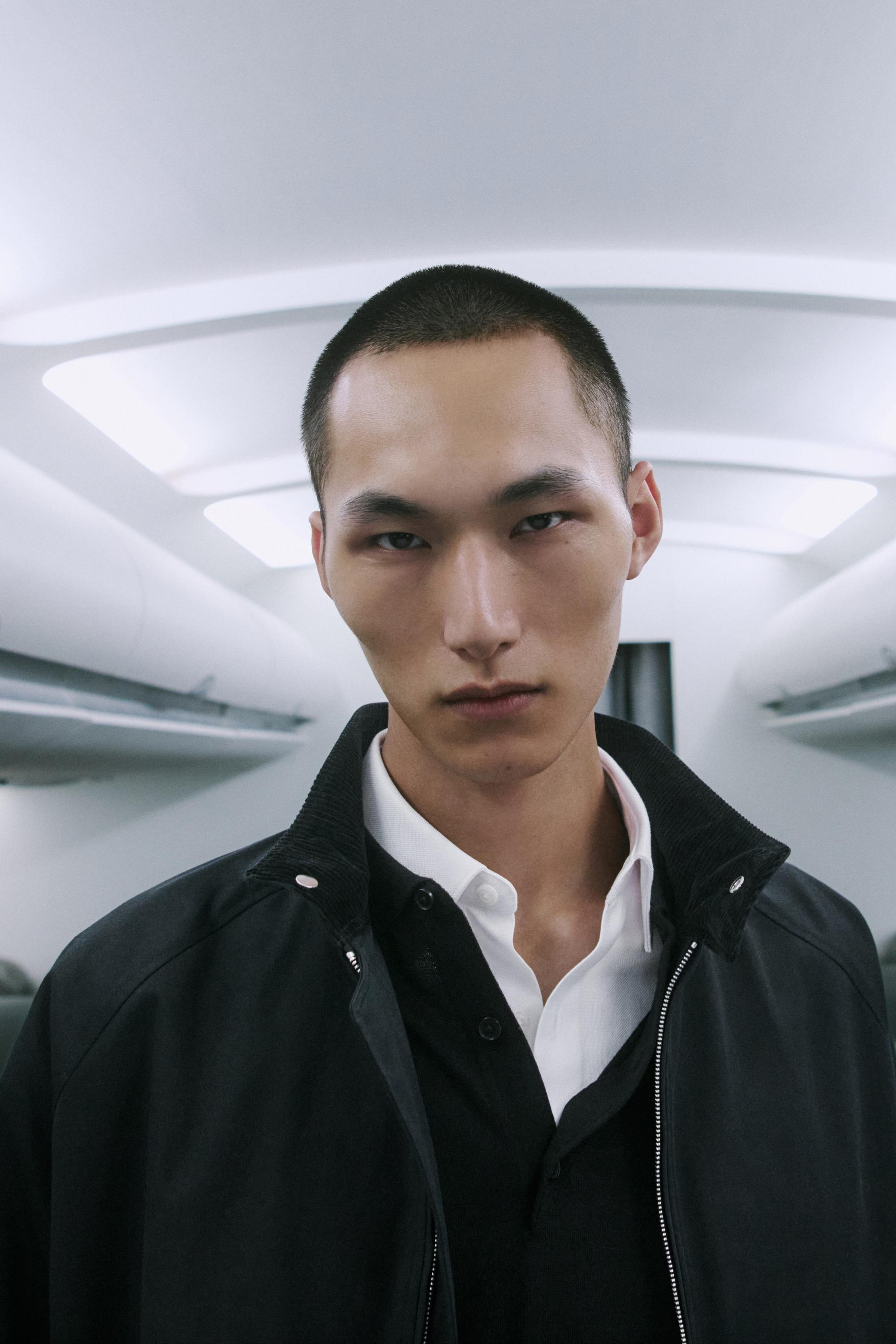 Bomber jacket with collar detail — DARK NAVY