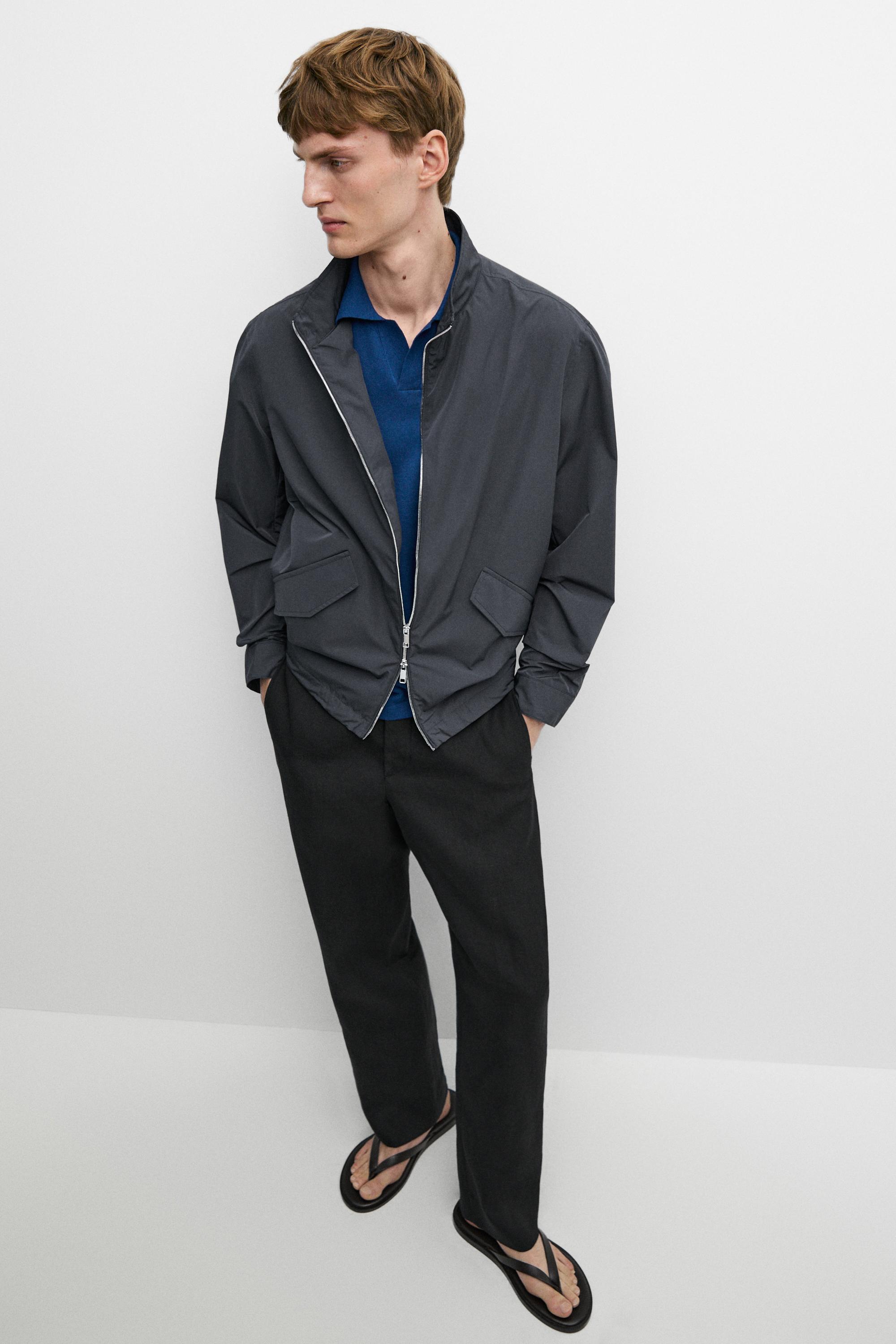 High neck jacket with pocket details — DARK GREY
