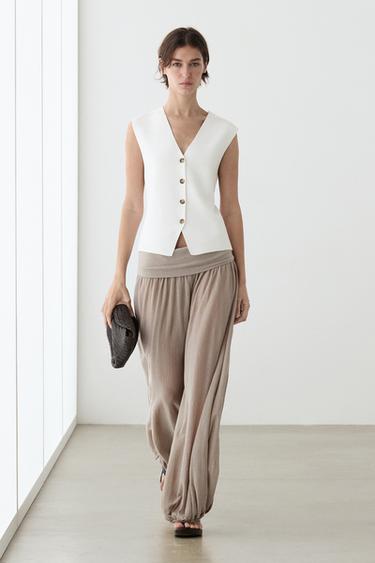 Knit waistcoat with button details — WHITE 1