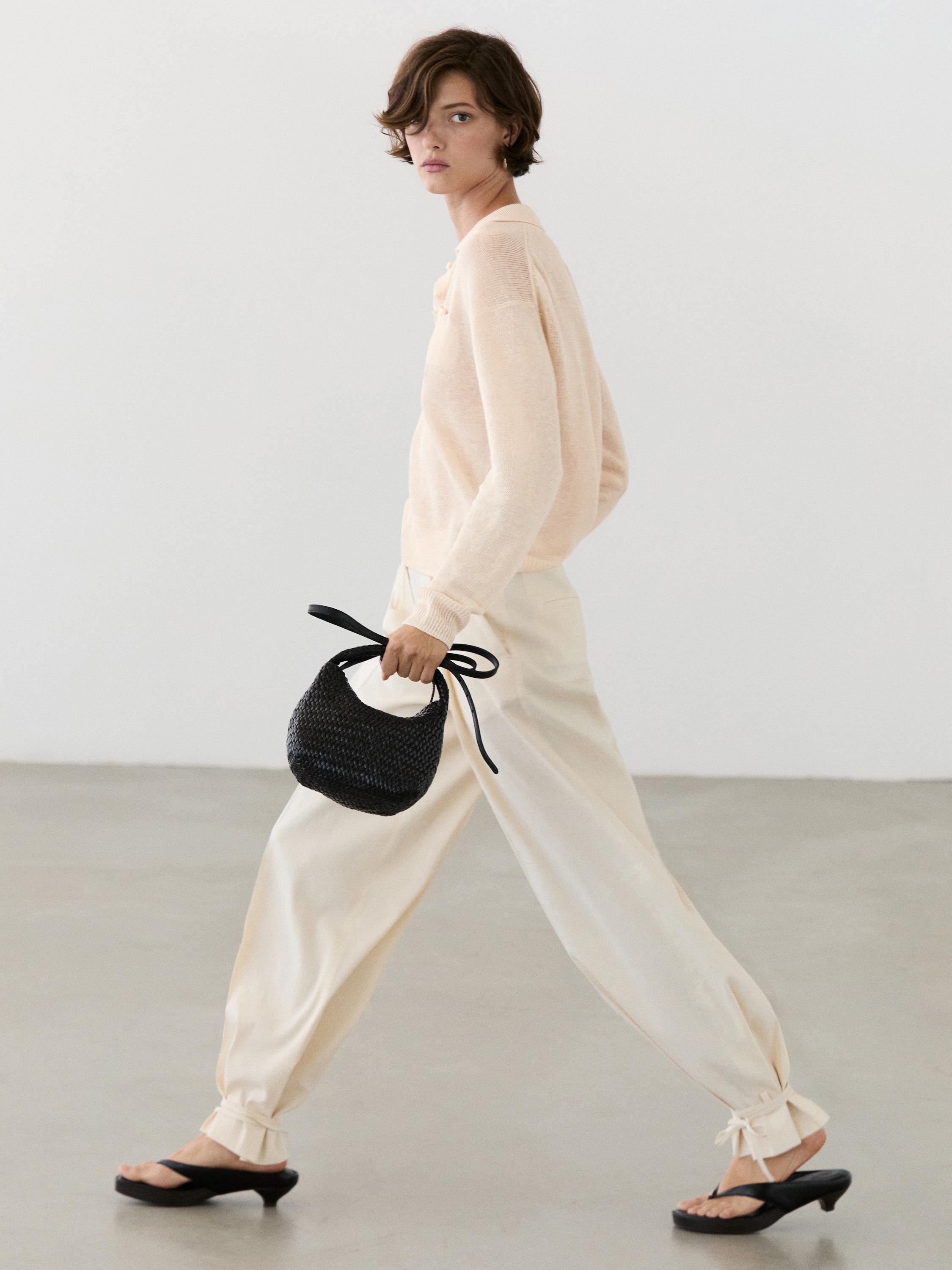 Fijne linnen trui met polokraag