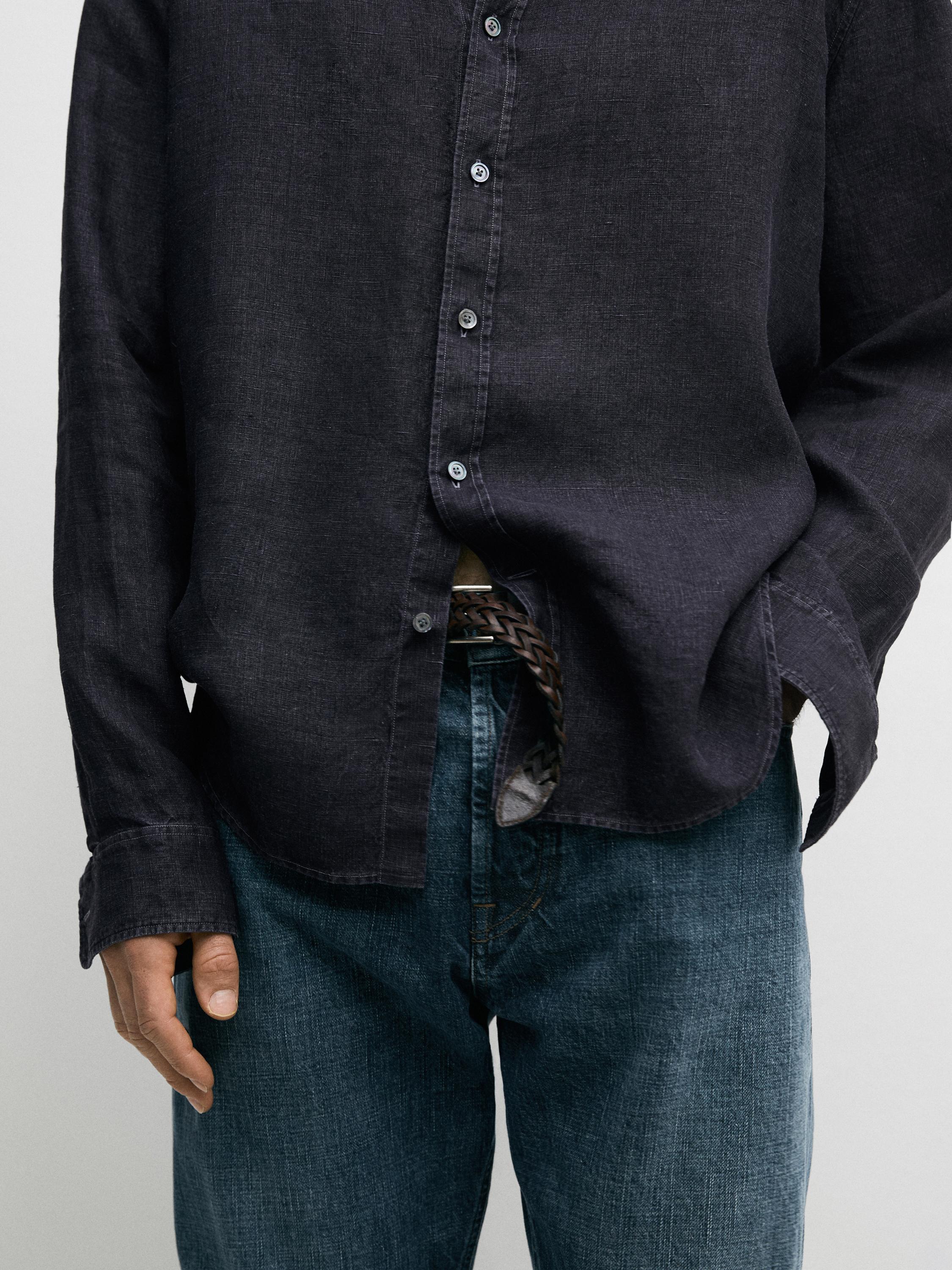 100% linen regular fit shirt — INDIGO