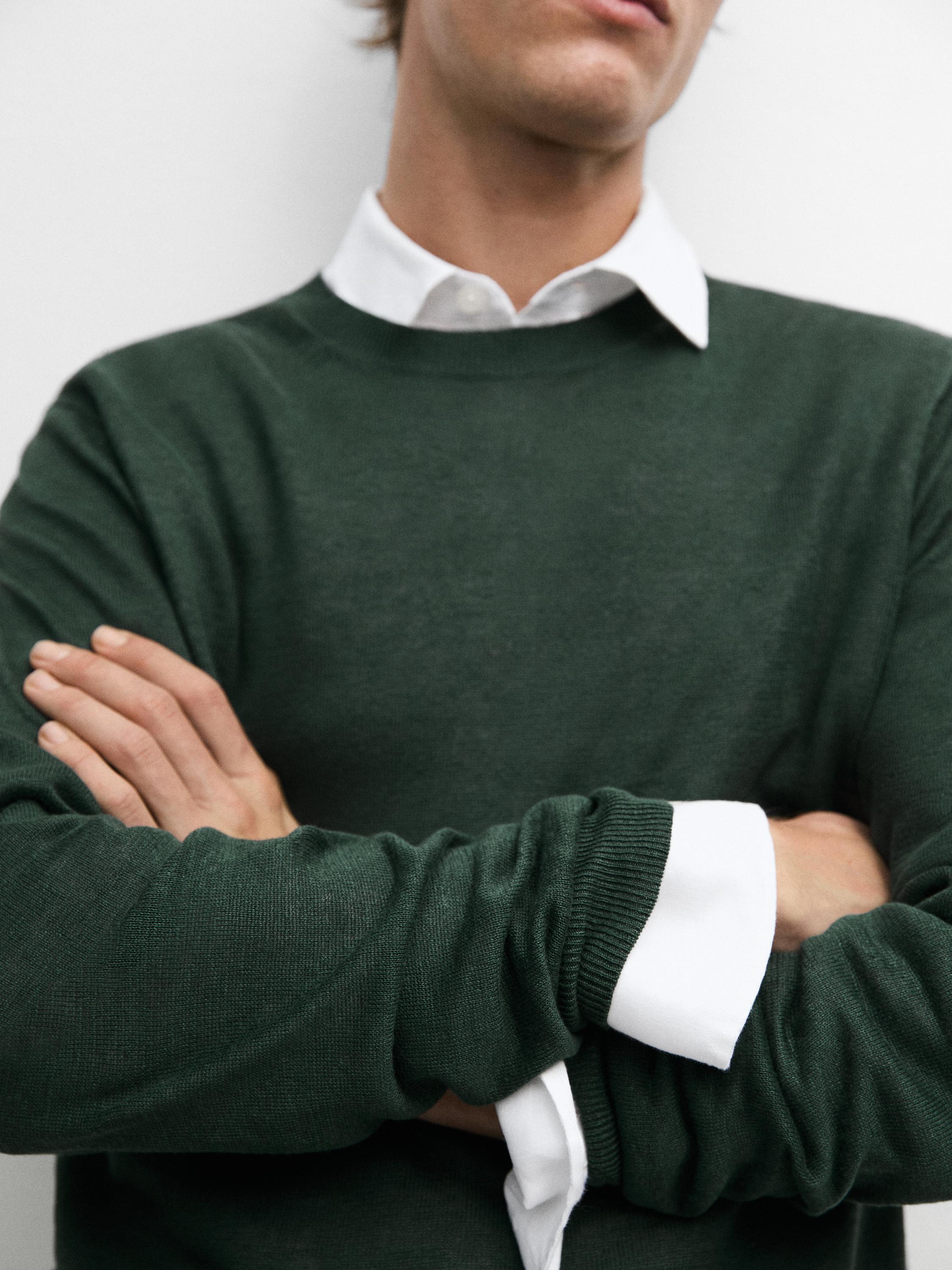 100% linen knit crew neck sweater — BOTTLE