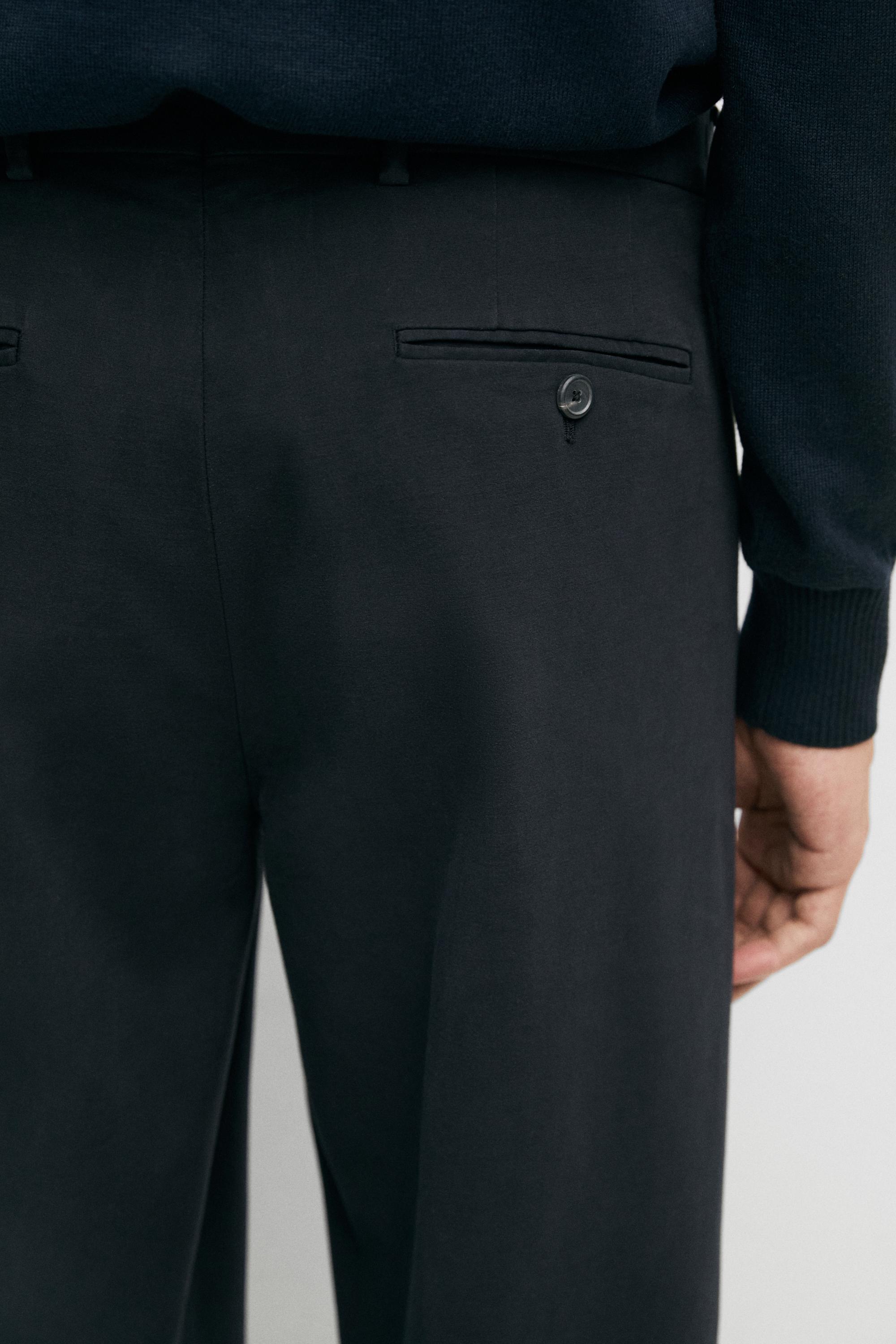 100% cotton slim fit pants — NAVY BLUE