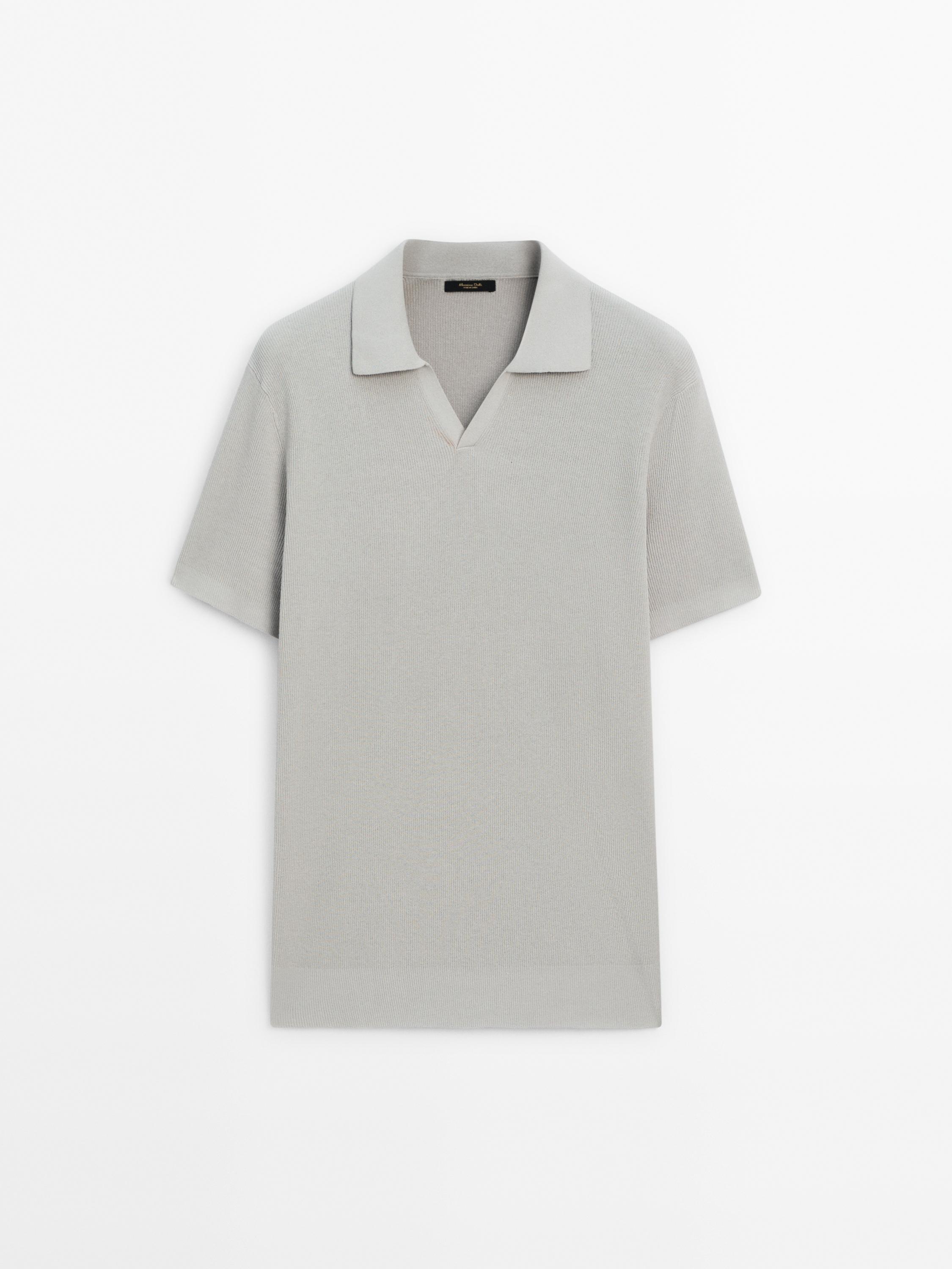 Cotton blend knit polo shirt