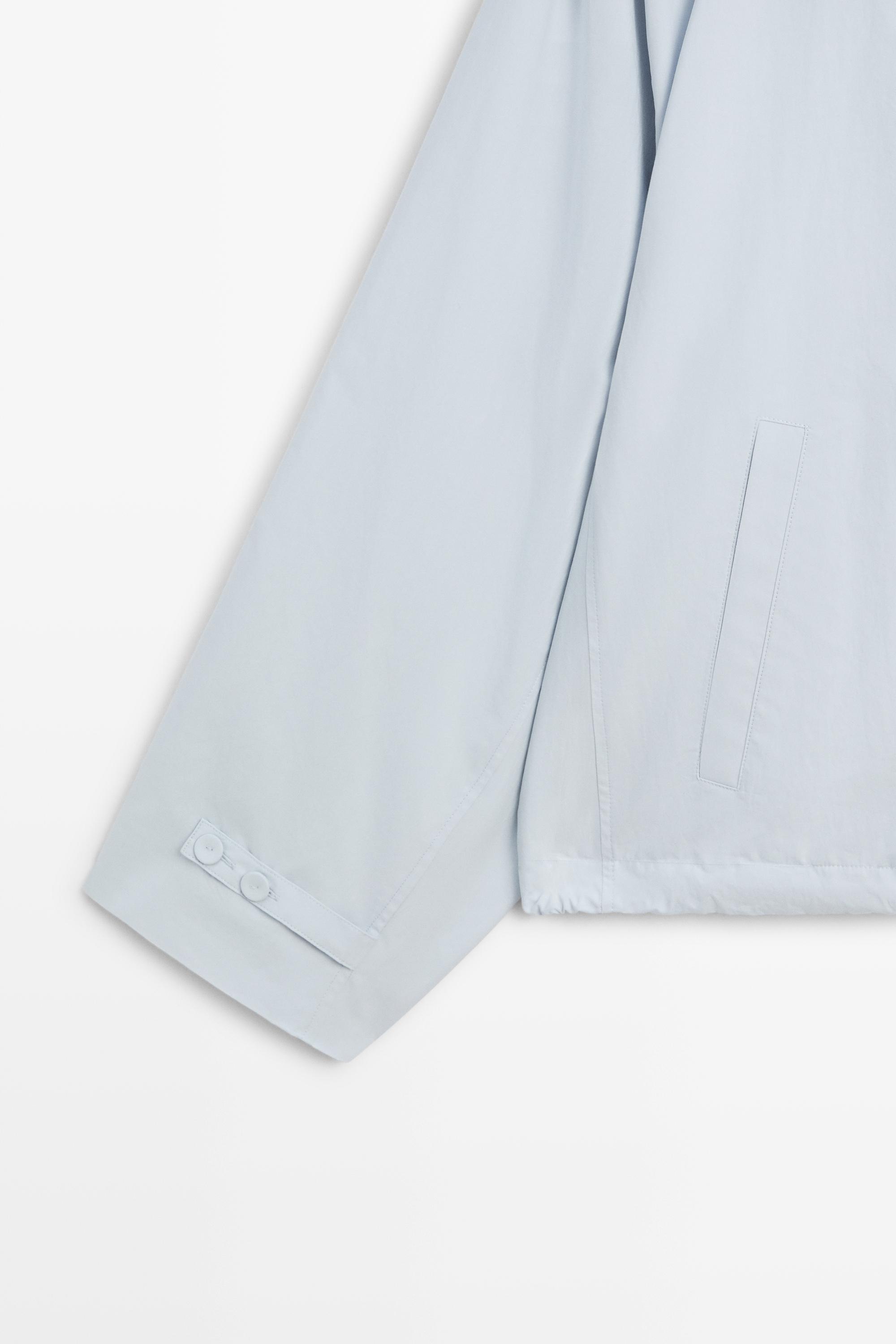 Cropped button-detail bomber jacket — FADED BLUE