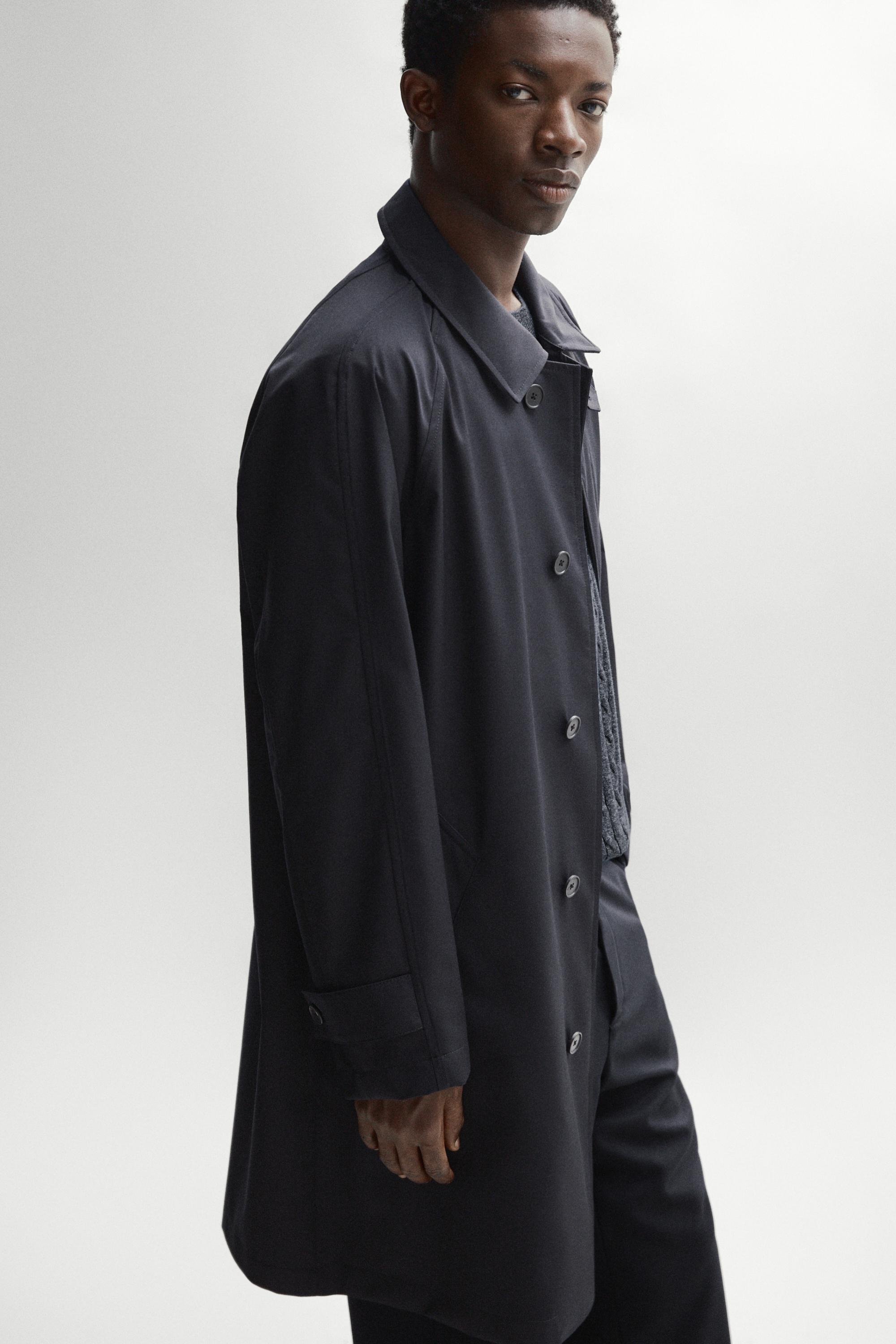 100% Wool Trench Coat — NAVY BLUE