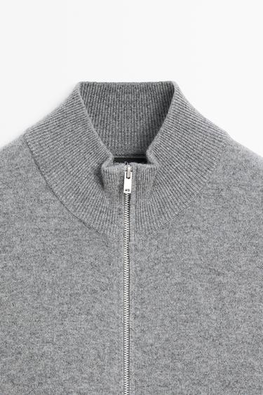 100% cashmere zip-up knit cardigan — ANTHRACITE GREY 4