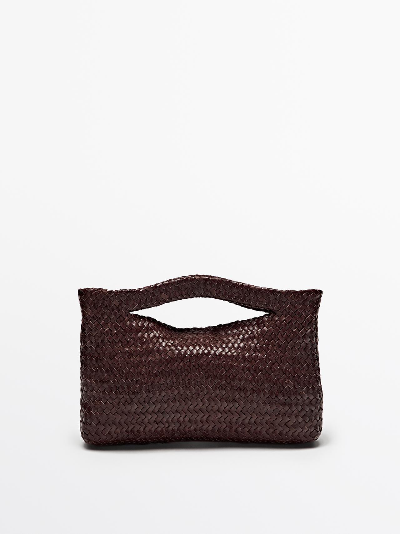 Mini Borsa In Pelle Nappata Intrecciata - Marrone Vigoré - 01 - Massimo Dutti - Femminile