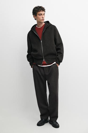 100% wool striped relaxed fit trousers — ANTHRACITE GREY 1