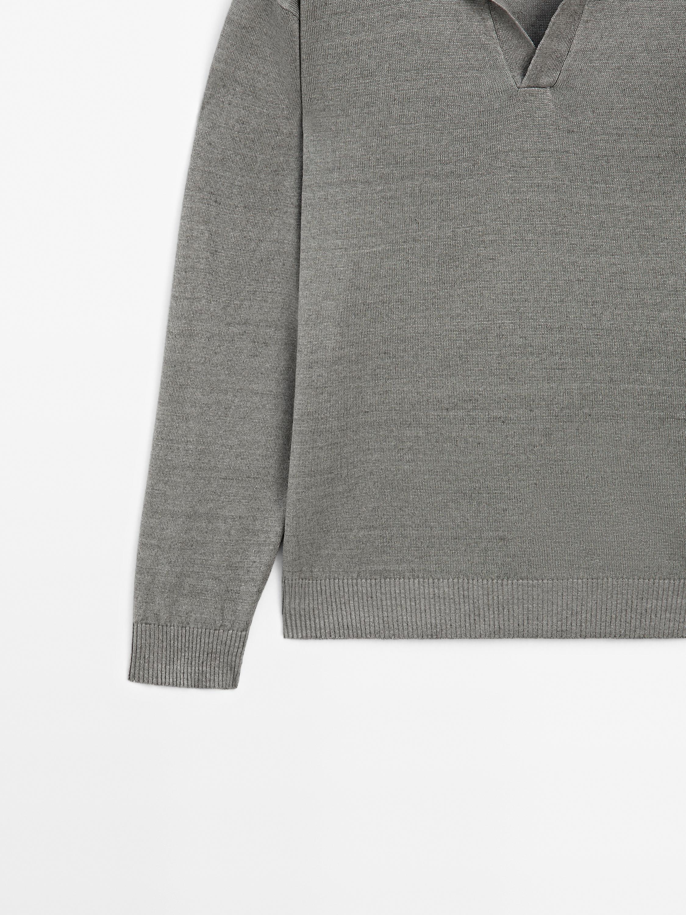100% linen knit polo sweater
