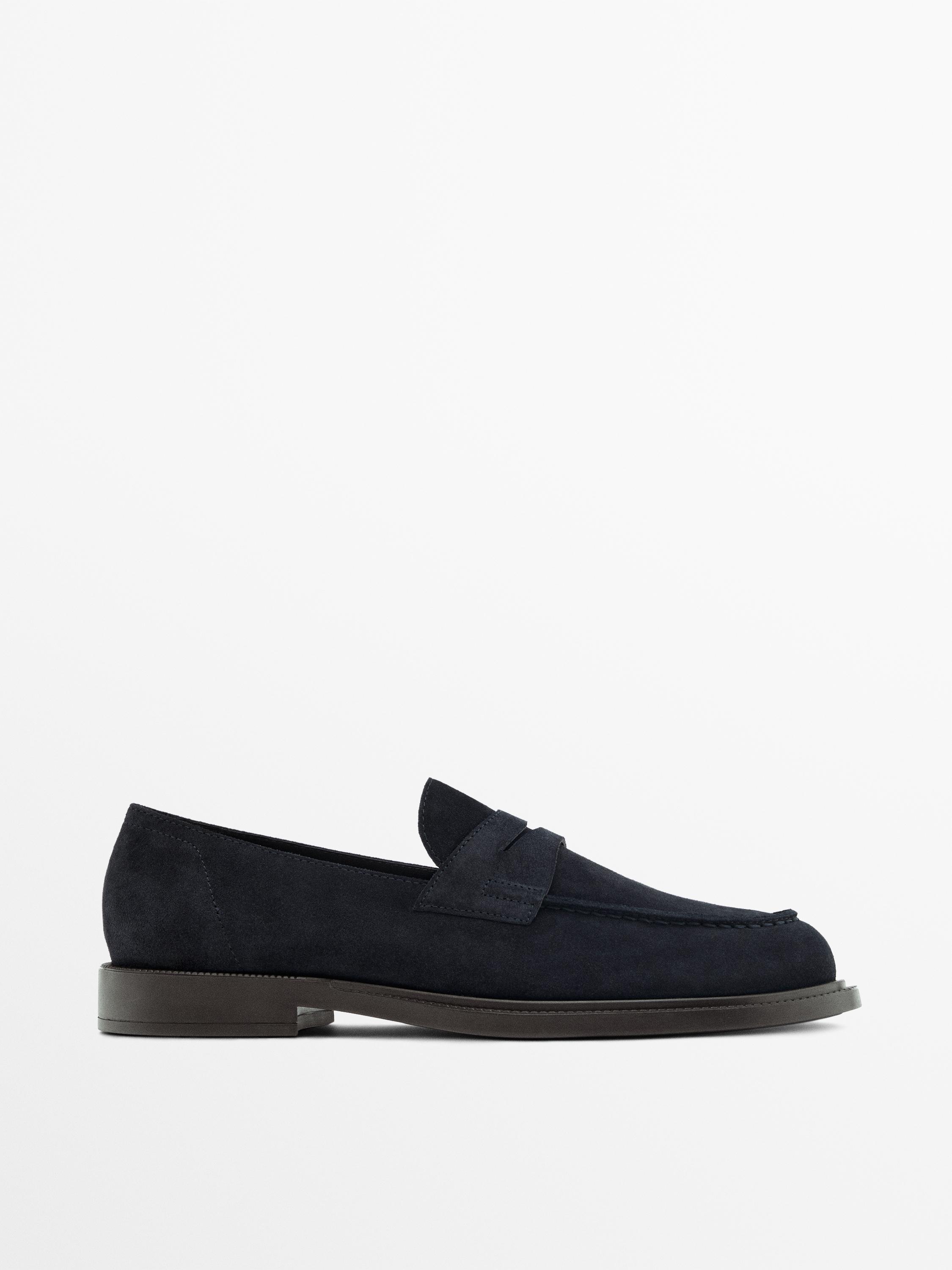 Split leather penny loafers — Dark blue