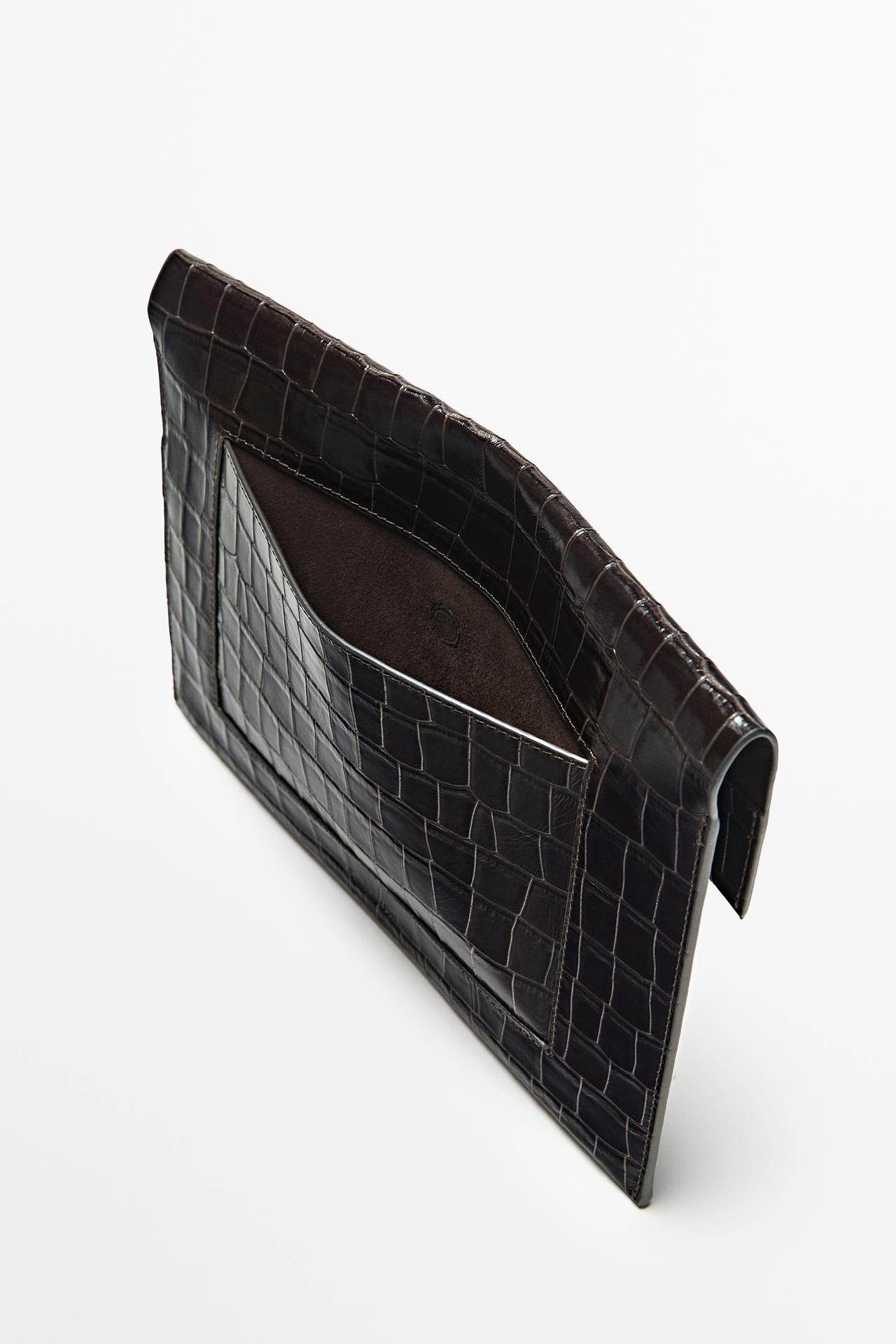Textured leather iPad case — BROWN