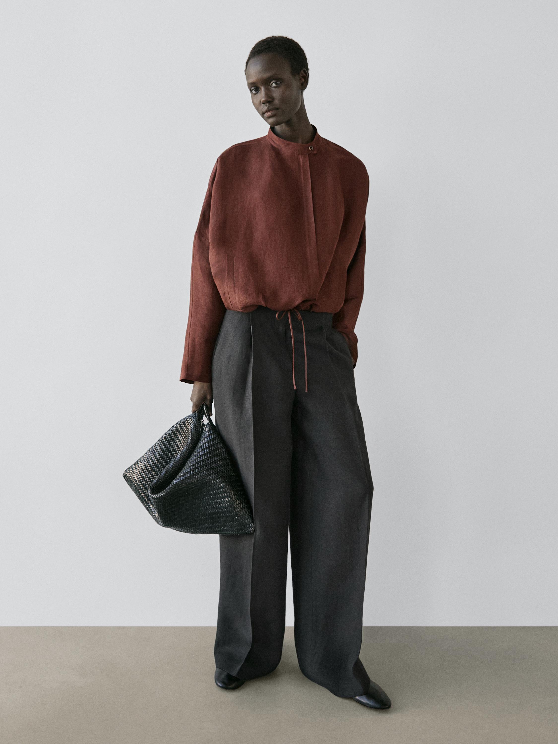 Flowing linen suit trousers Black Trousers | Massimo Dutti Flowing linen suit trousers Black Trousers | Massimo Dutti